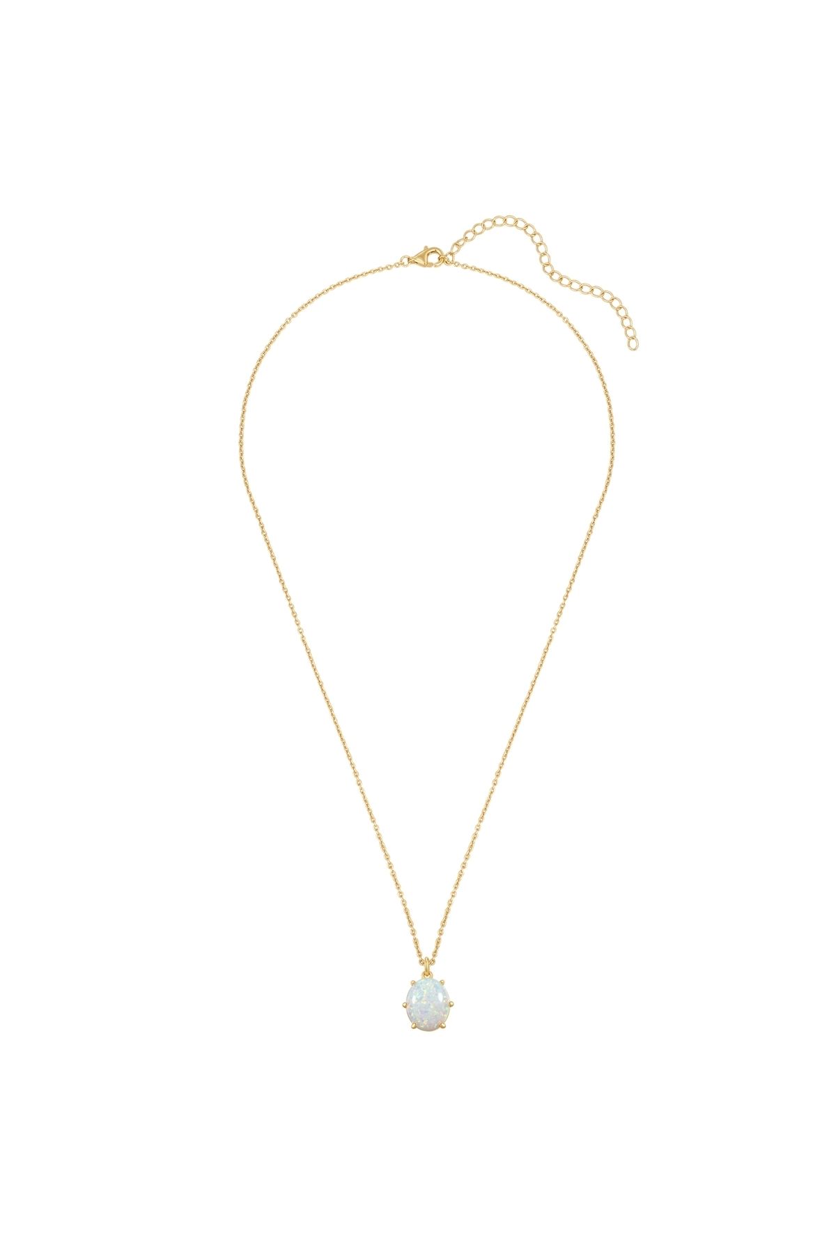 Rafaela Donata-Silberhalskette Kette mit Anhänger Sterling Silber gelbgold Opal (synth.) weiß 2
