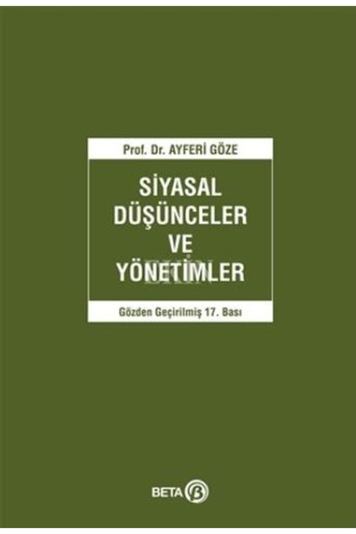 Beta Yayınevi Siyasal Düşünceler ve Yönetimler