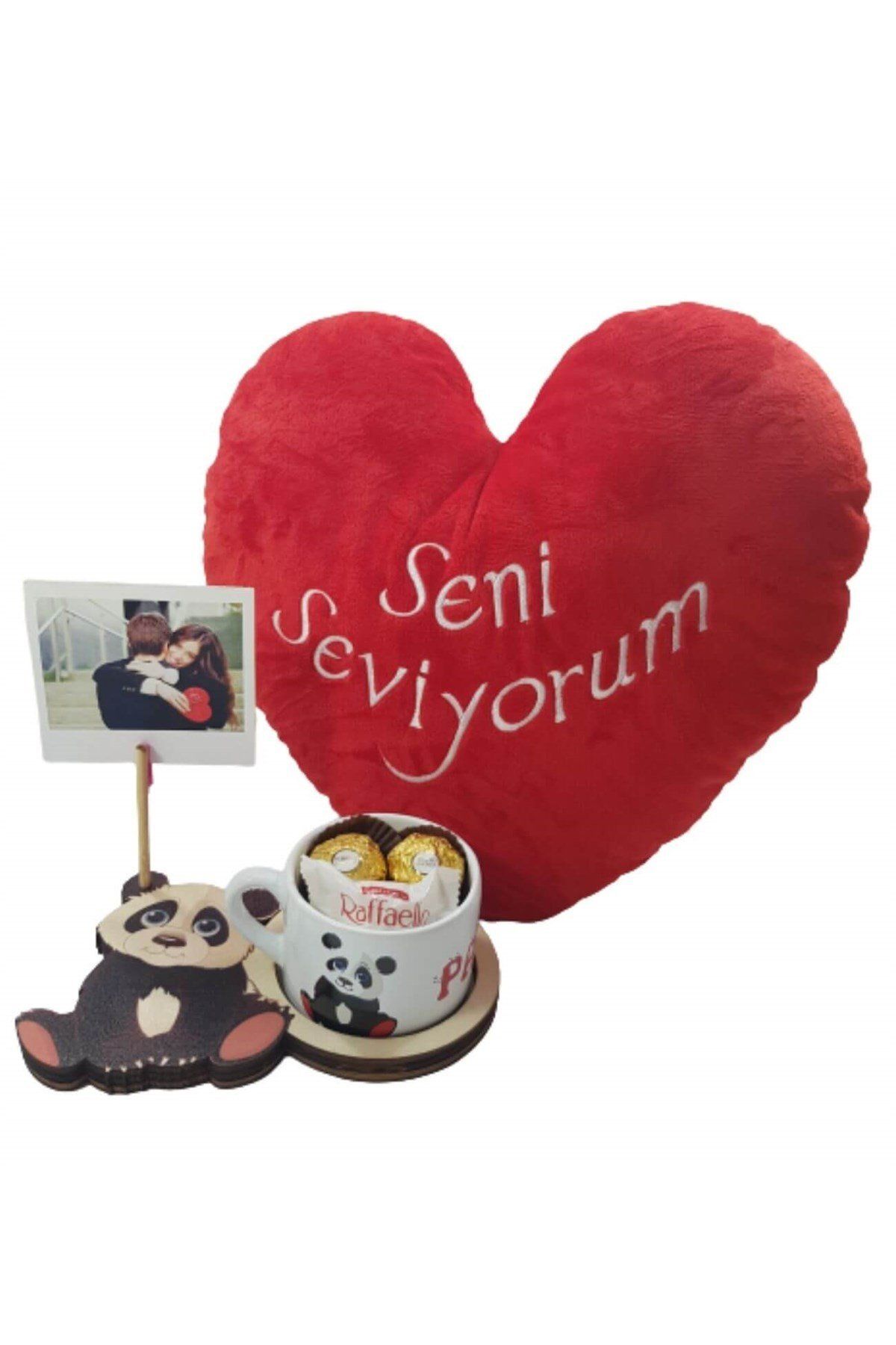 1001Hediye Seni Seviyorum Yastık  Masum Panda 3D Figürlü Kupa