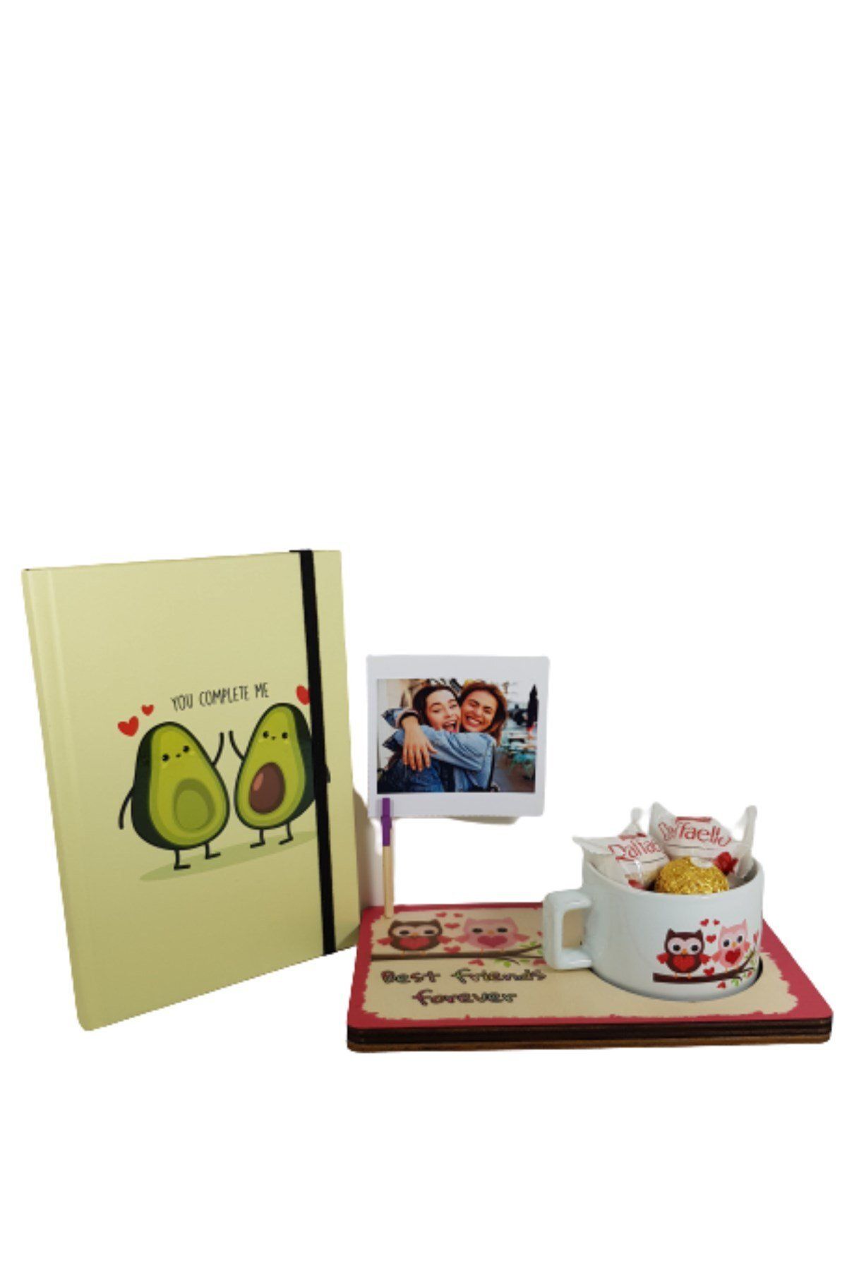 1001Hediye Kişiye Özel Fotoğraflı Best Friends Kupa Best Friends Defter Çikolata Set