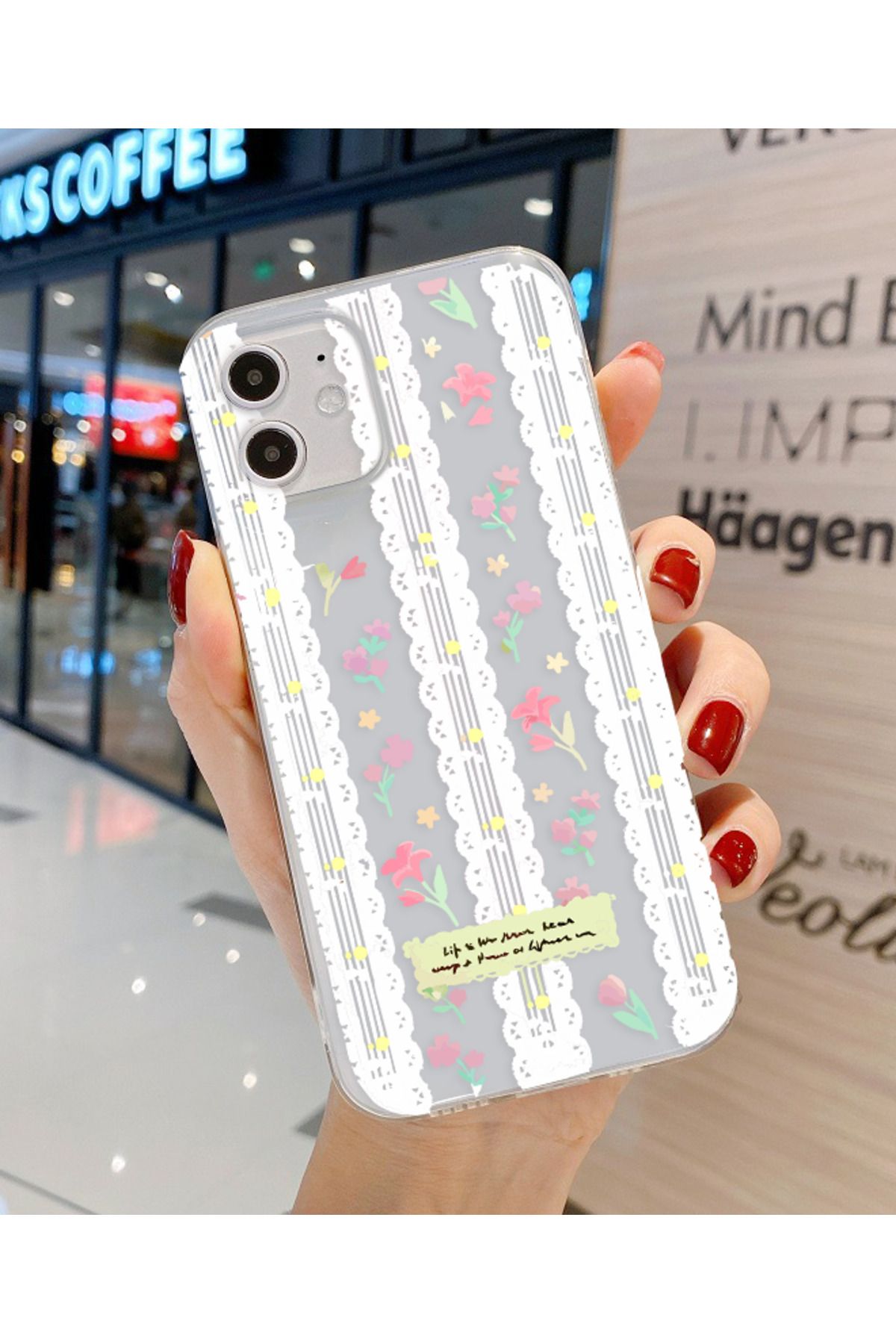 Bubble Case İphone 12 Ve 12 Pro Uyumlu Baskı Desenli Şeffaf Kılıf