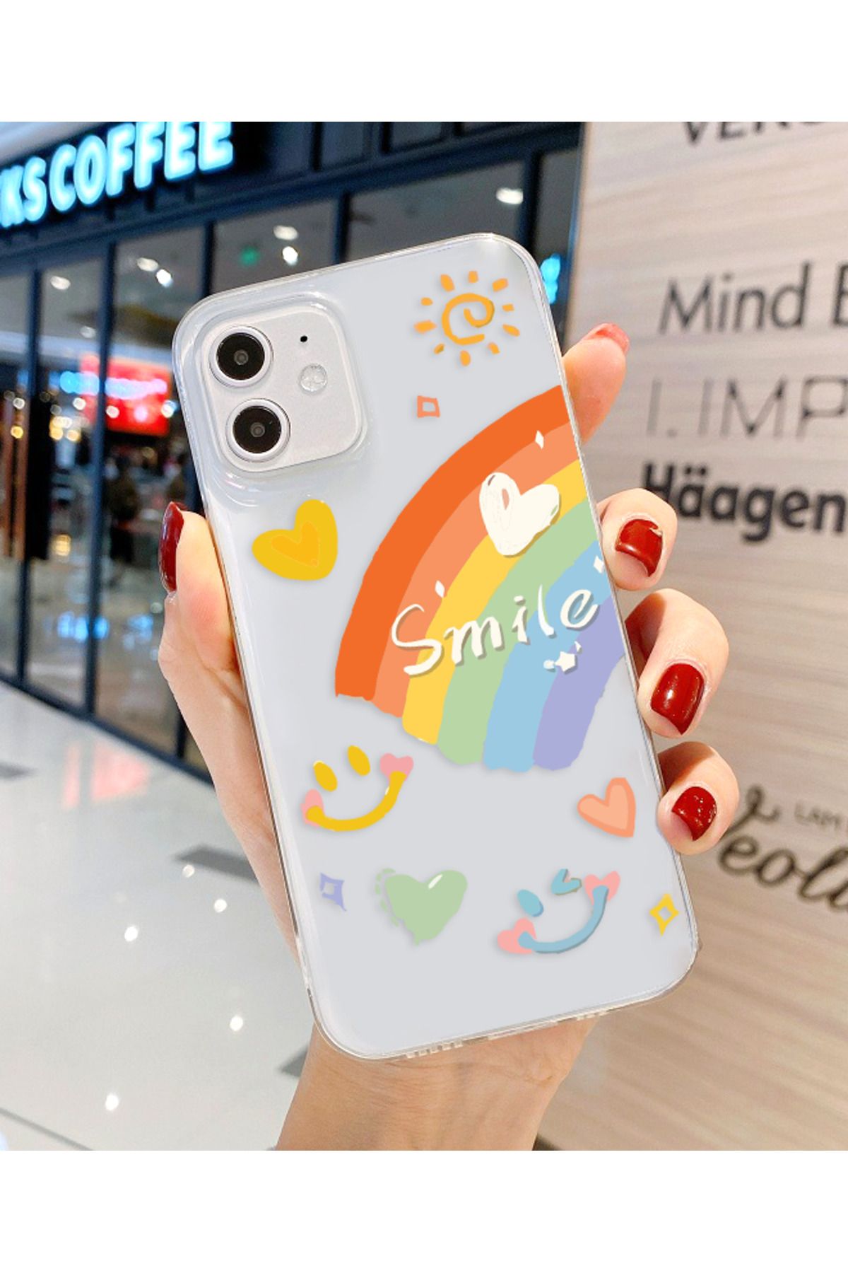 Bubble Case İphone 12 Ve 12 Pro Uyumlu Baskı Desenli Şeffaf Kılıf