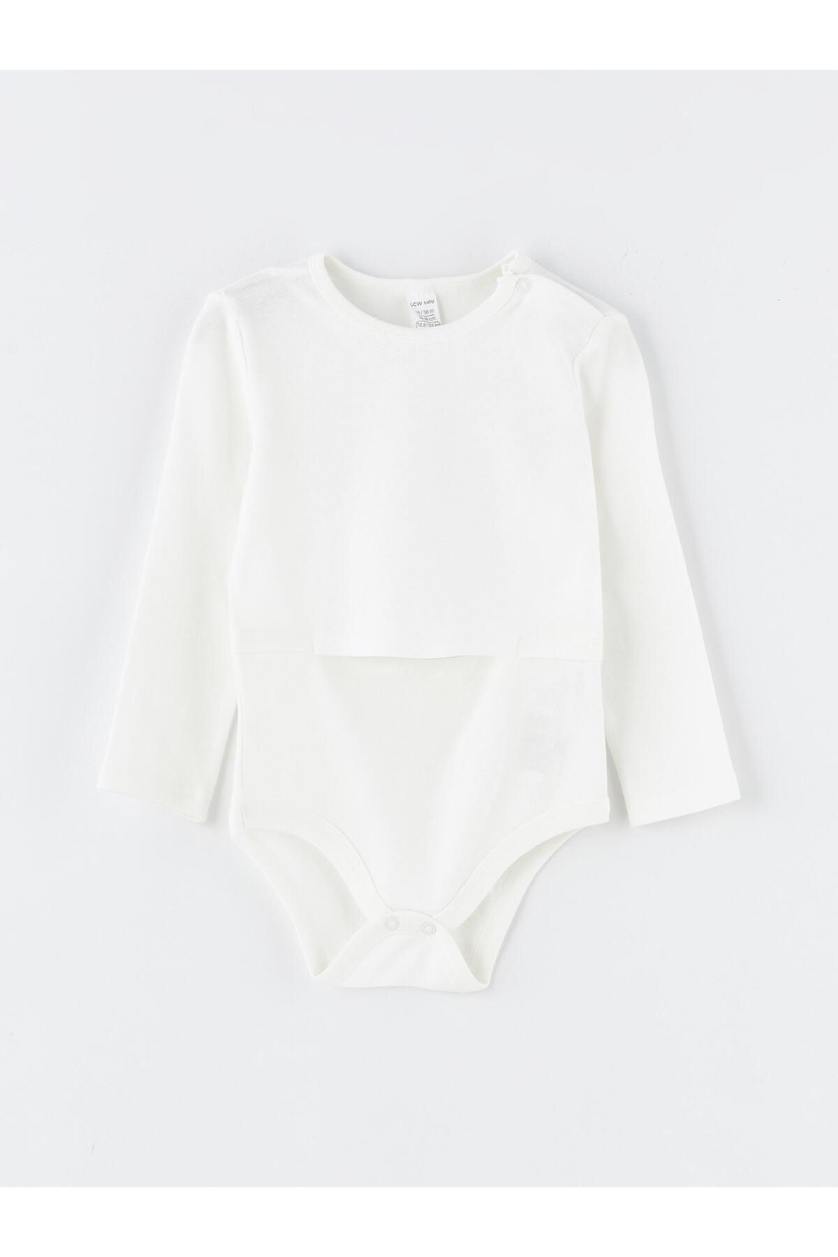 LC Waikiki Bisiklet Yaka Uzun Kollu Basic Erkek Bebek Çıtçıtlı Bodysuit