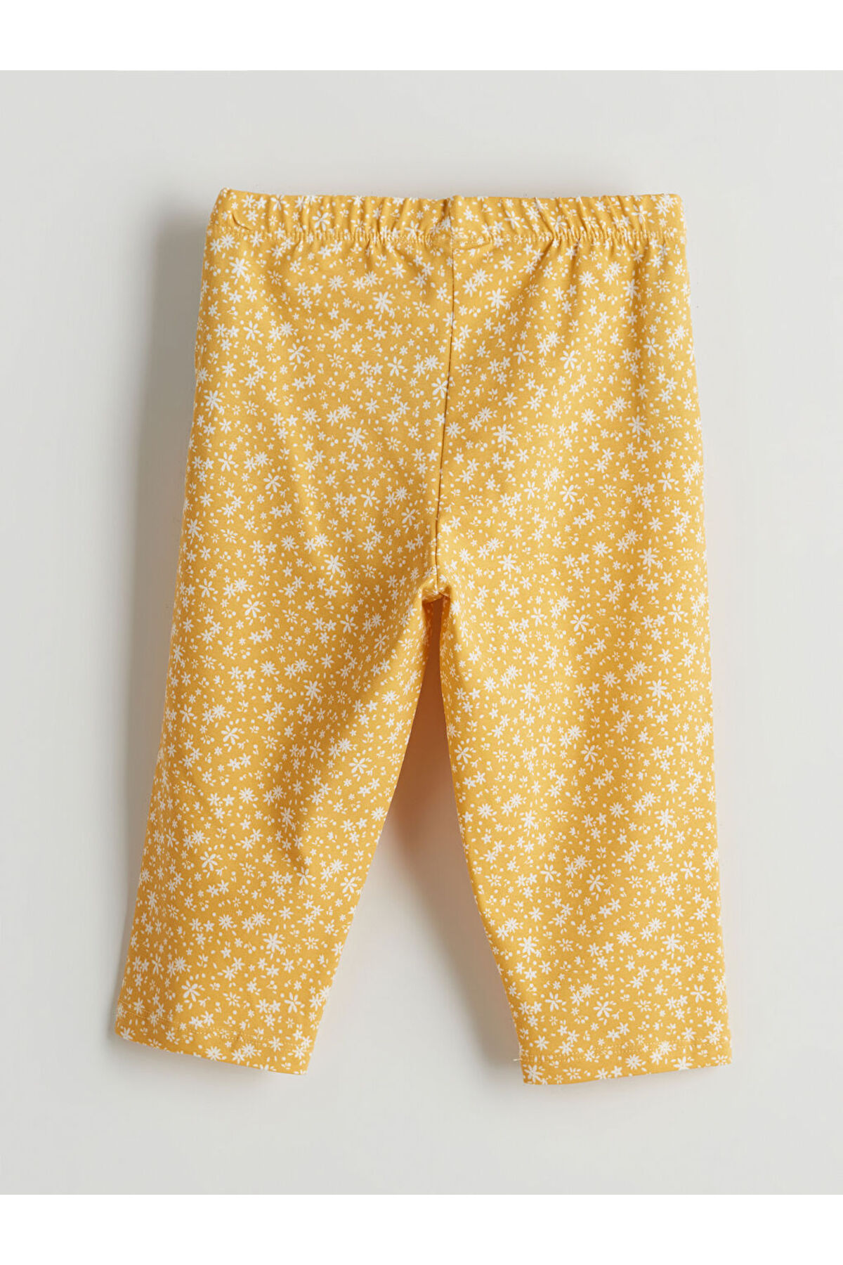 LC Waikiki Sarı Beli Lastikli Çiçekli Kız Çocuk 3/4 Boy Tayt fotoğrafı 2 (önizleme)