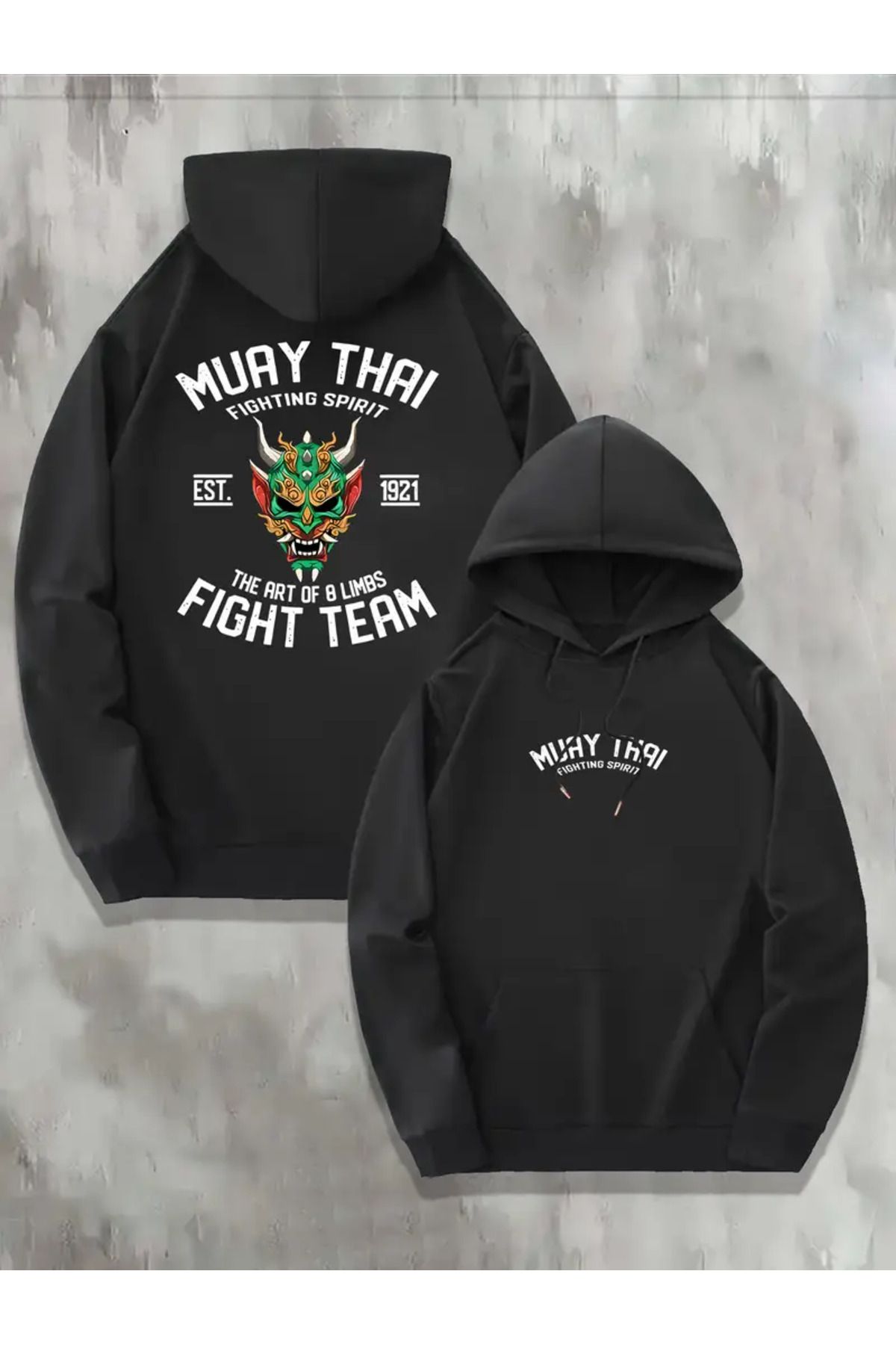 LEIVOR Muay Thai Fight Team Baskılı Kapüşonlu Sweatshirt