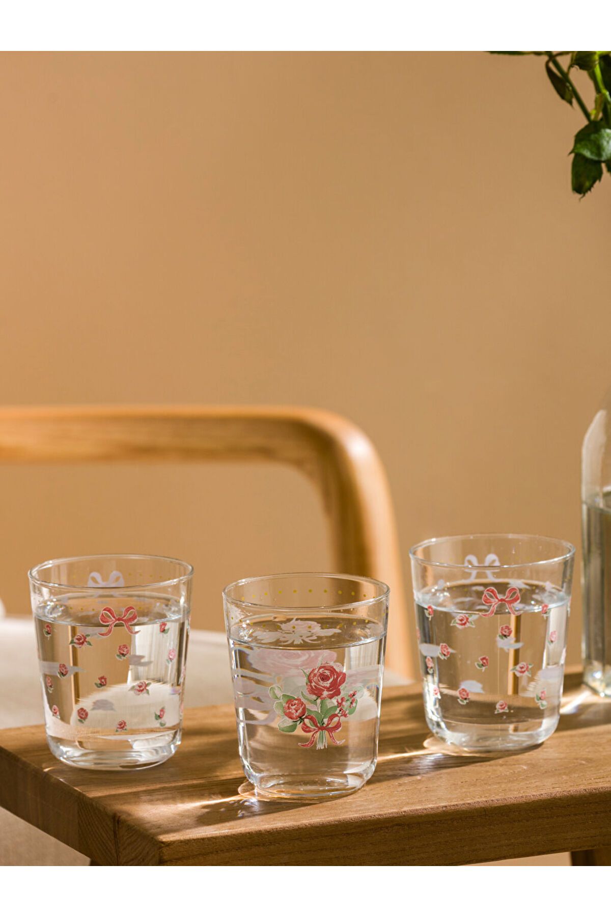 LC Waikiki Karişik Baskılı Cam Su Bardağı Seti 3'lü 315 ml