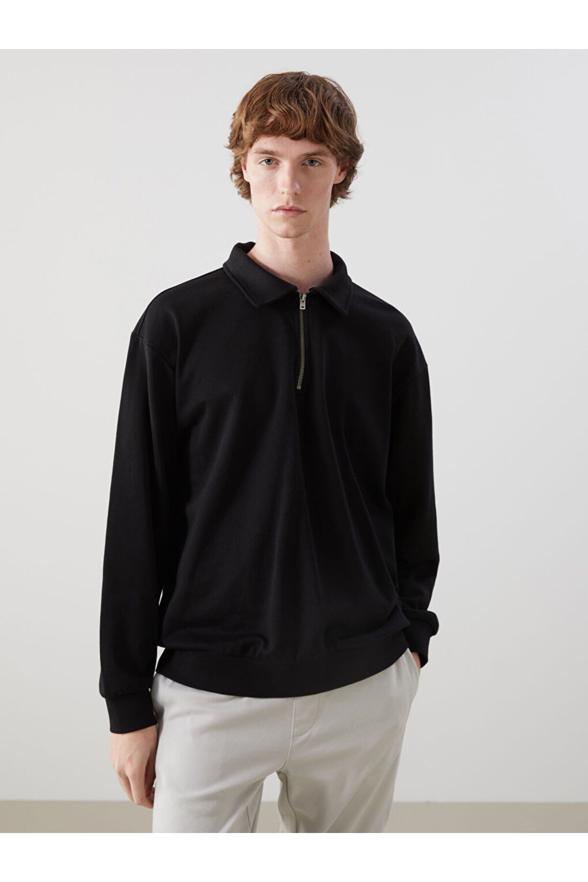 LC Waikiki Polo Yaka Uzun Kollu Erkek Sweatshirt