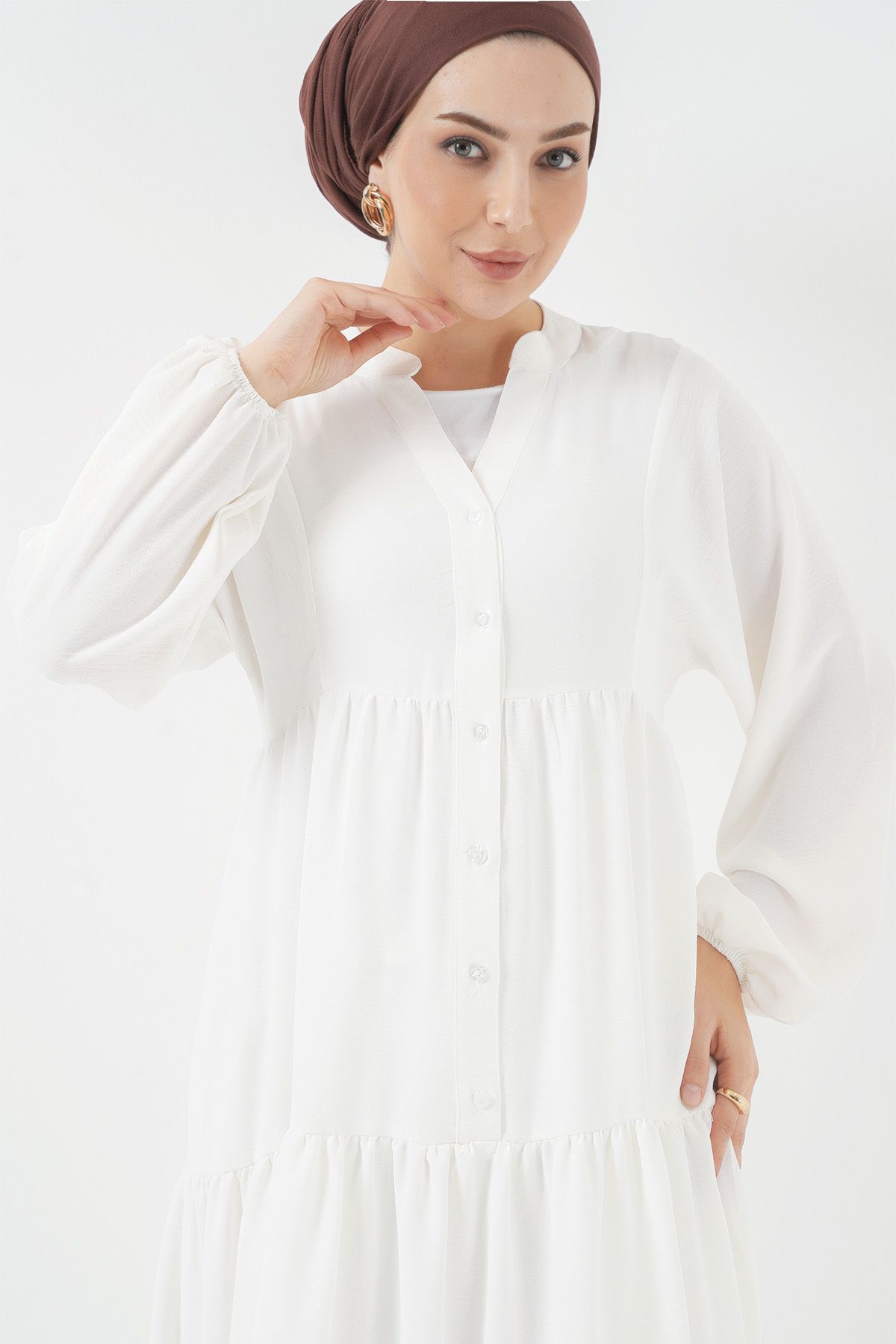 Bigdart-2527 Rochie lungă musulmană pentru femei - albă 4
