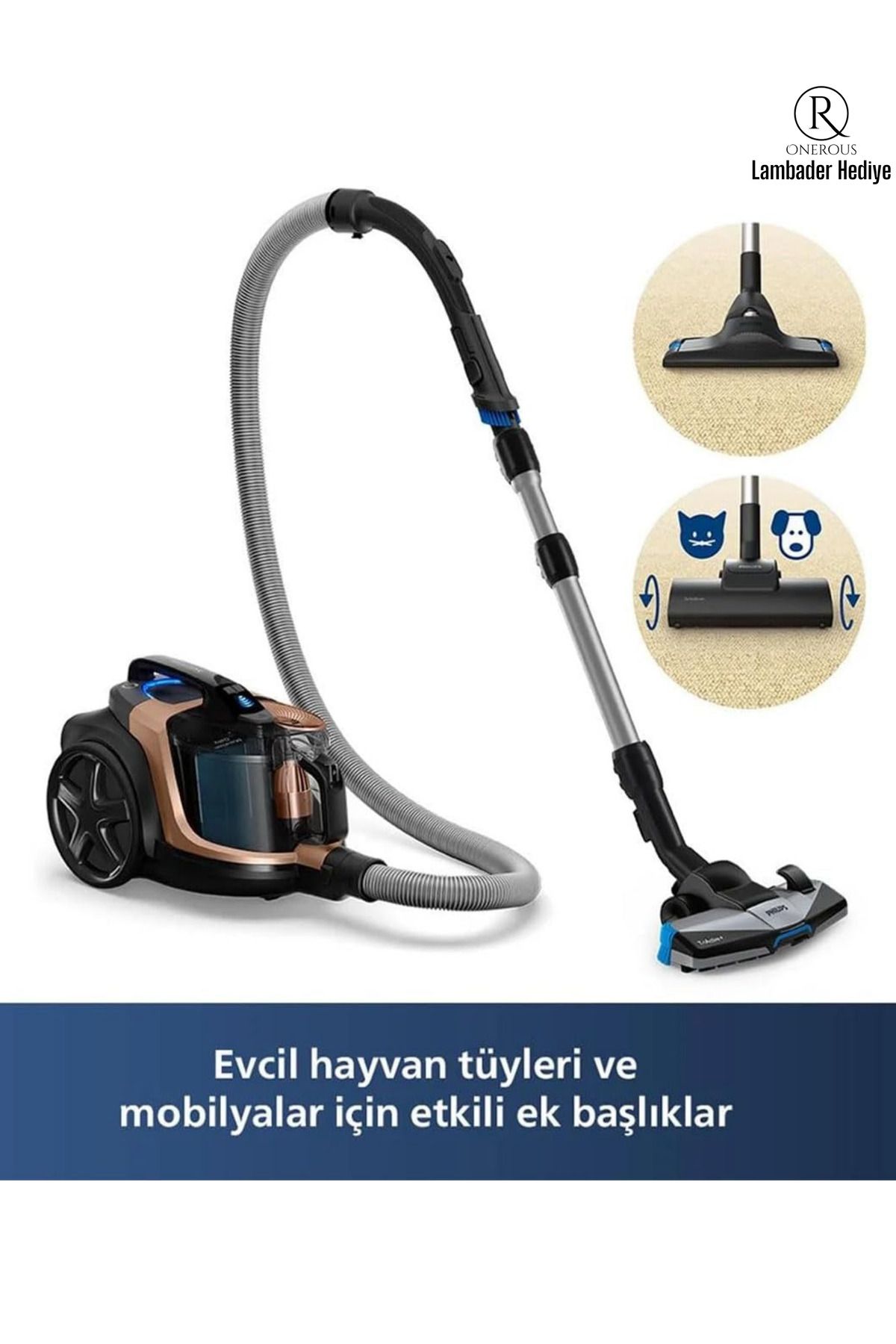 Philips Marathon Daily Turbo Fırçalı Torbasız Süpürge, Yüksek Emiş Gücü - Hepa Filtre, Güçlü Performans