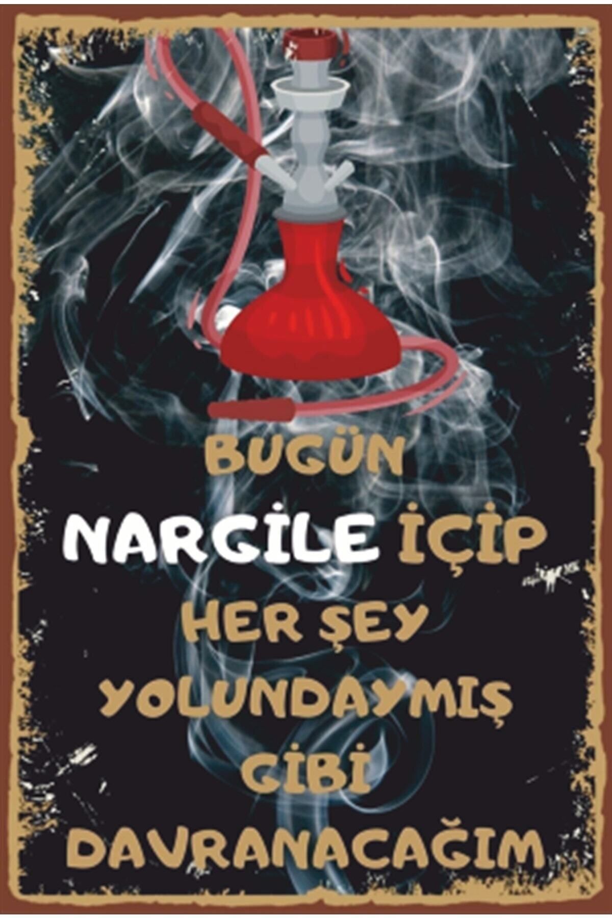 Pi Dekorasyon Nargile Retro Ahşap Poster