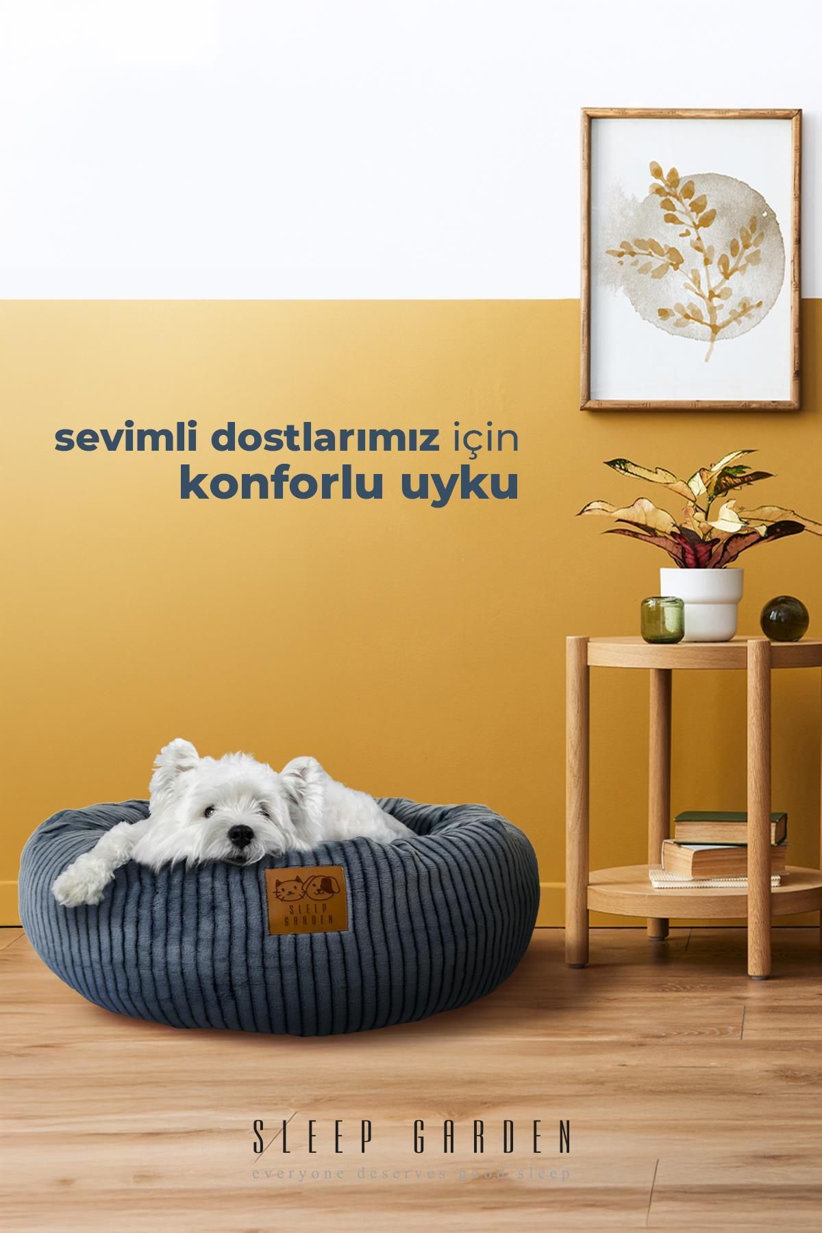 Sleep Garden Köpek Yatağı Kaliteli Lüks Şık Peluş Yumuşacık Kaymaz Altlıklı Yıkanabilir Fermuarlı