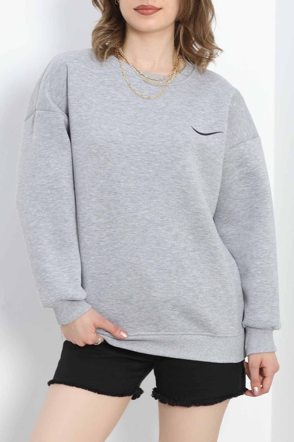 BELENDİR 3 İplik Baskılı Unisex Sweat Gri - 30190.1878.