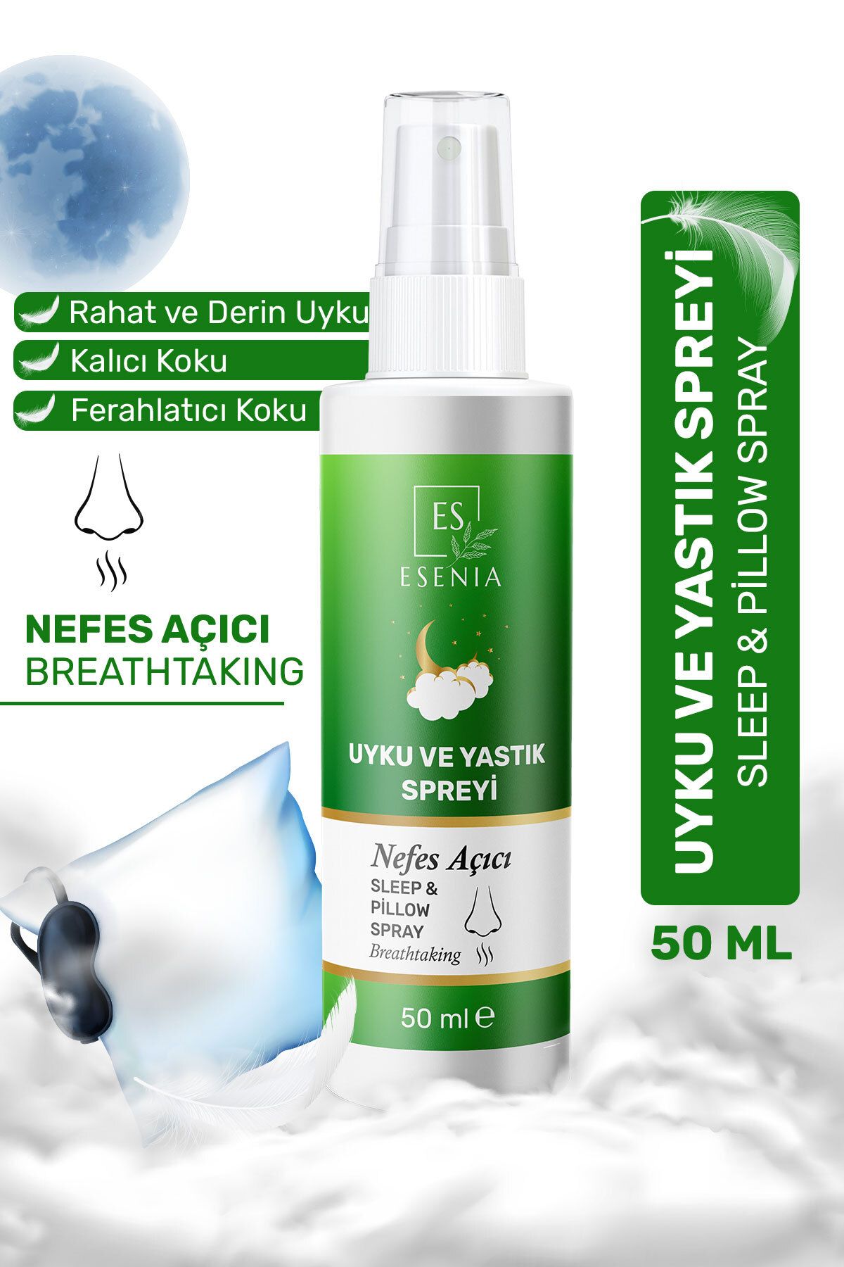 ESENIA Uyku Ve Yastık Spreyi Rahatlatıcı Uyku Ve Dinlenme Spreyi Sleep And Pıllow Spray 50 ml