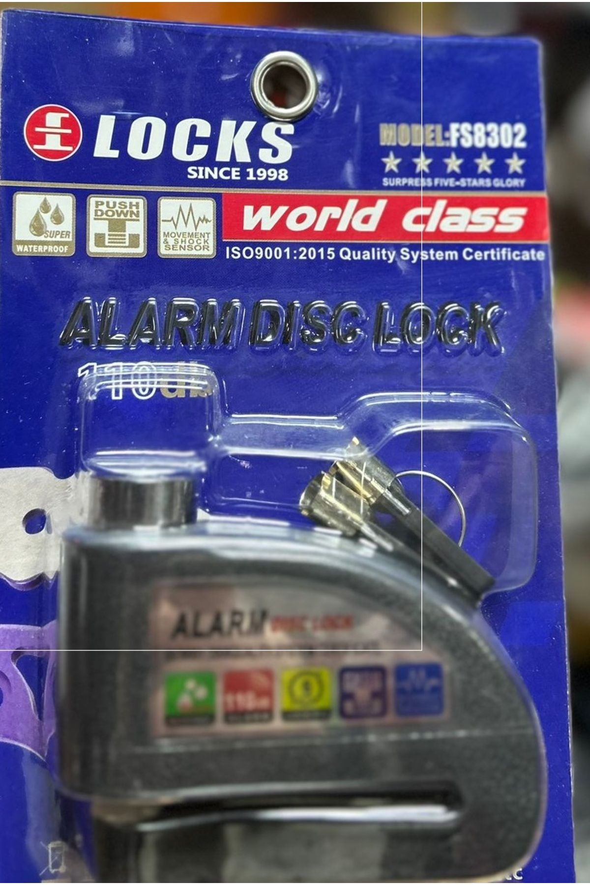 LOCK Alarmlı Motosiklet Disk Kilidi 110 Db Çelik Yüksek Kaliteli Fs8302 Uyumlu