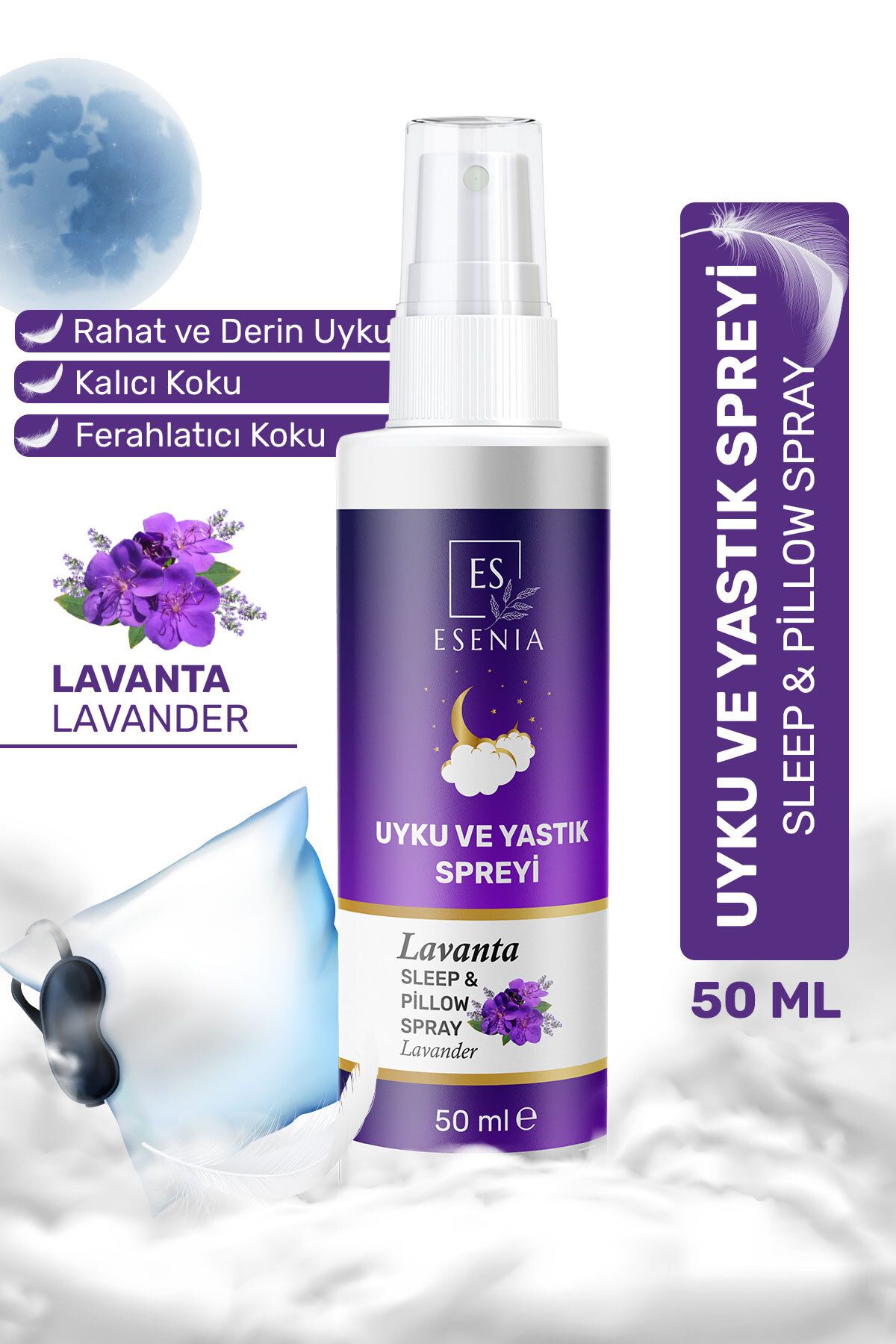 ESENIA Lavanta Uyku Ve Yastık Spreyi Rahatlatıcı Uyku Ve Dinlenme Spreyi Sleep And Pıllow Spray 50 ml