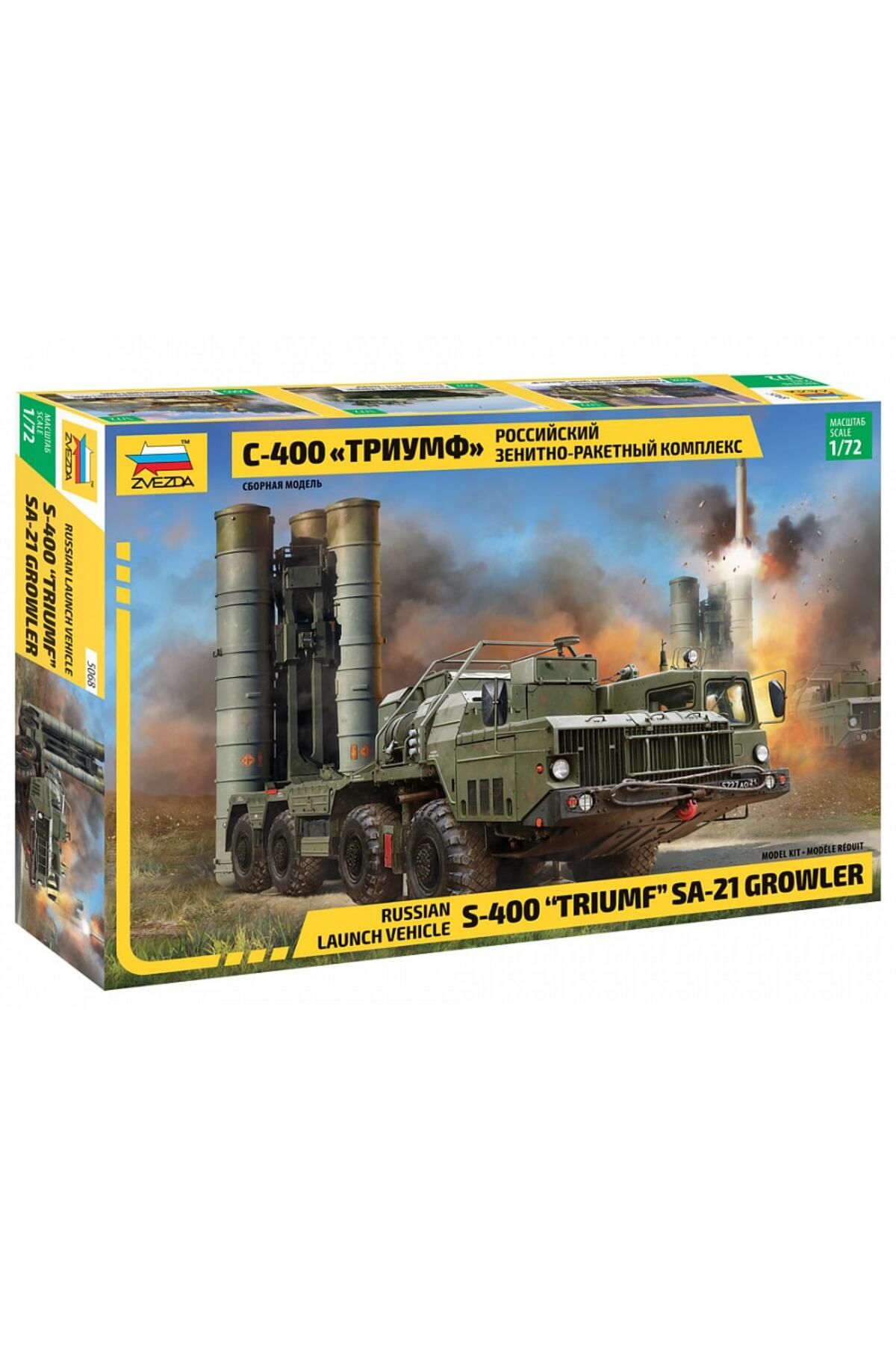 Zvezda 1/72 Russian S-400 Triumf SA-21 Growler Plastik Askeri Araç Maket Kiti, Demonte Hobi Seti