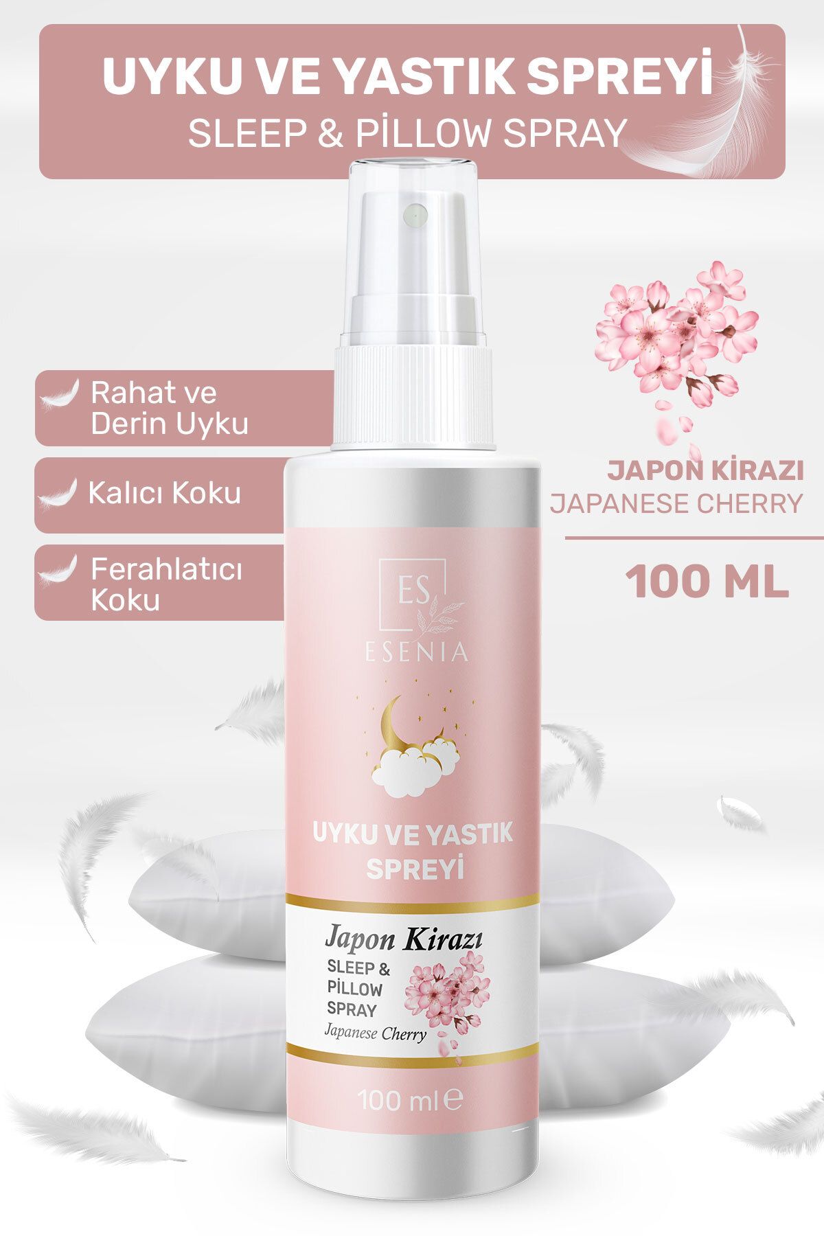 ESENIA Japon Kirazı Uyku Yastık Spreyi Rahatlatıcı Uyku Ve Dinlenme Spreyi Sleep And Pıllow Spray 100 ml