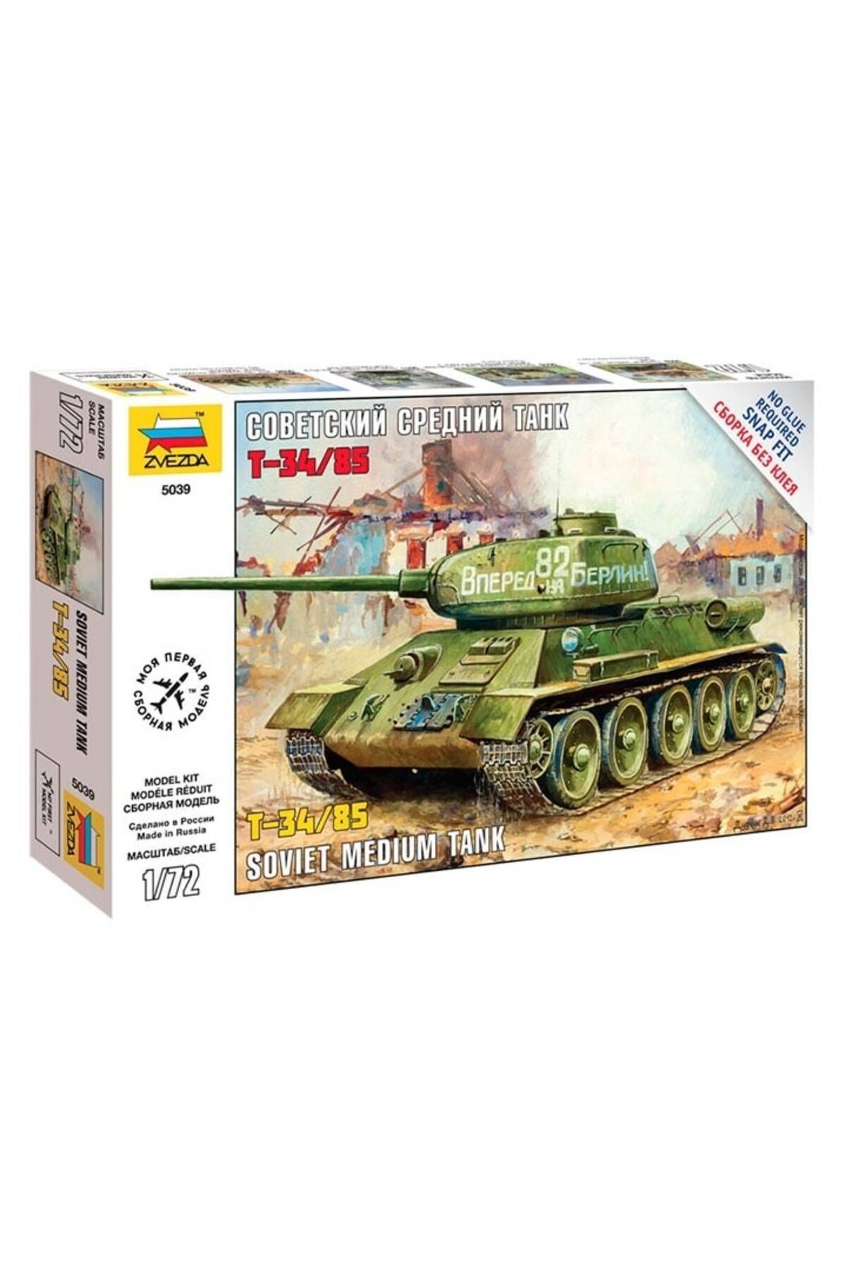 Zvezda 1/72 Russian T-34/85 Plastik Tank Maket Kiti, Demonte Hobi Seti