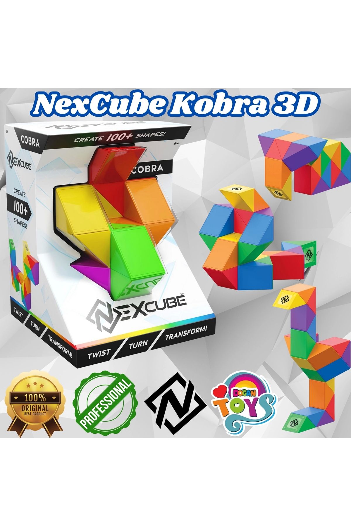 Nexcube Orijinal NexCube Kobra Küp - Nexcube Speed Cube - NexCube 3D Puzzle Küpü - Zeka Küpü - Rubik Küp