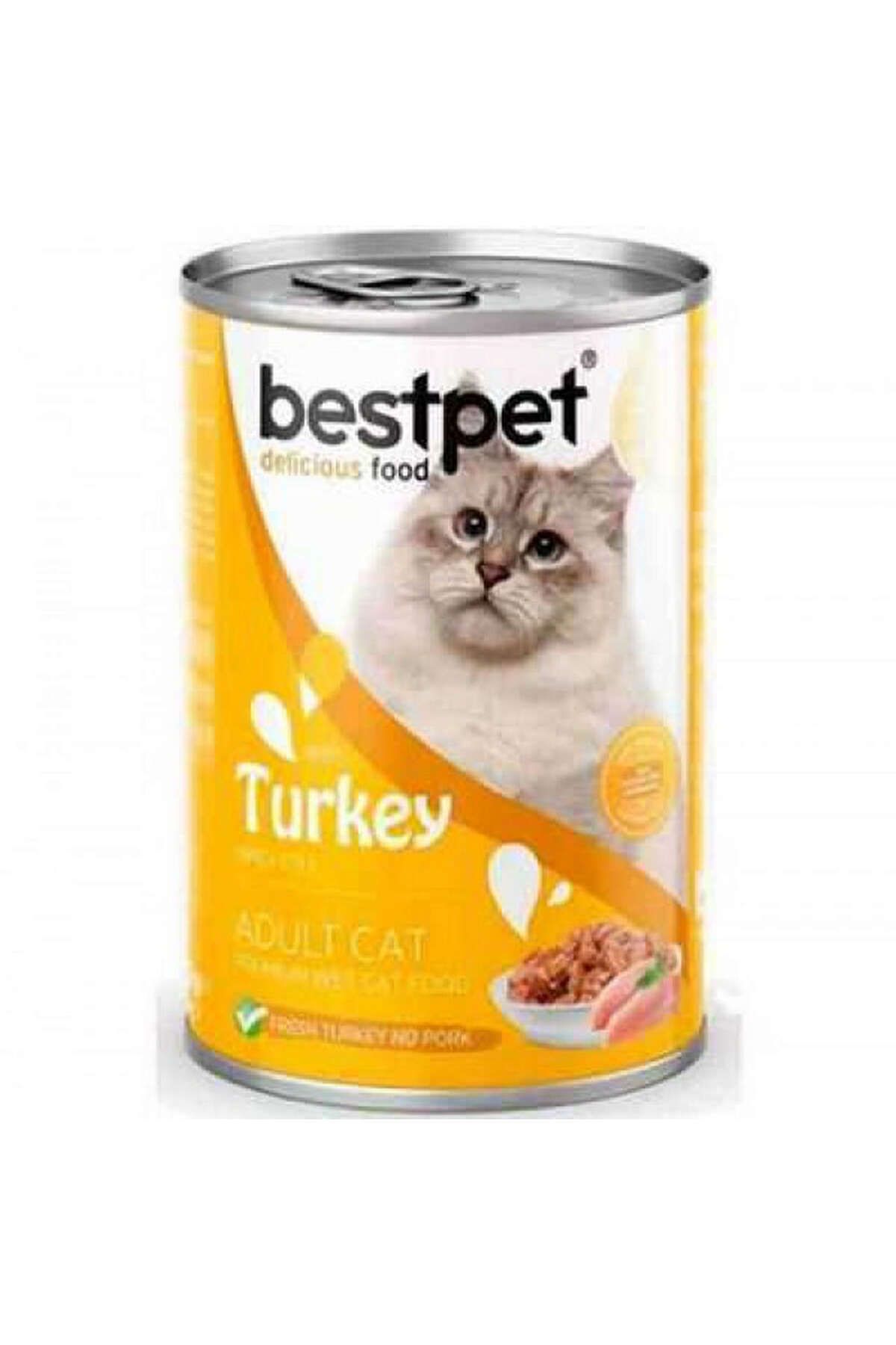 Bestpet 400 gr X 12 ADET Yetişkin Kediler İçin, Taze Hindi Parça Etli Ve Soslu Yaş Mama 661142