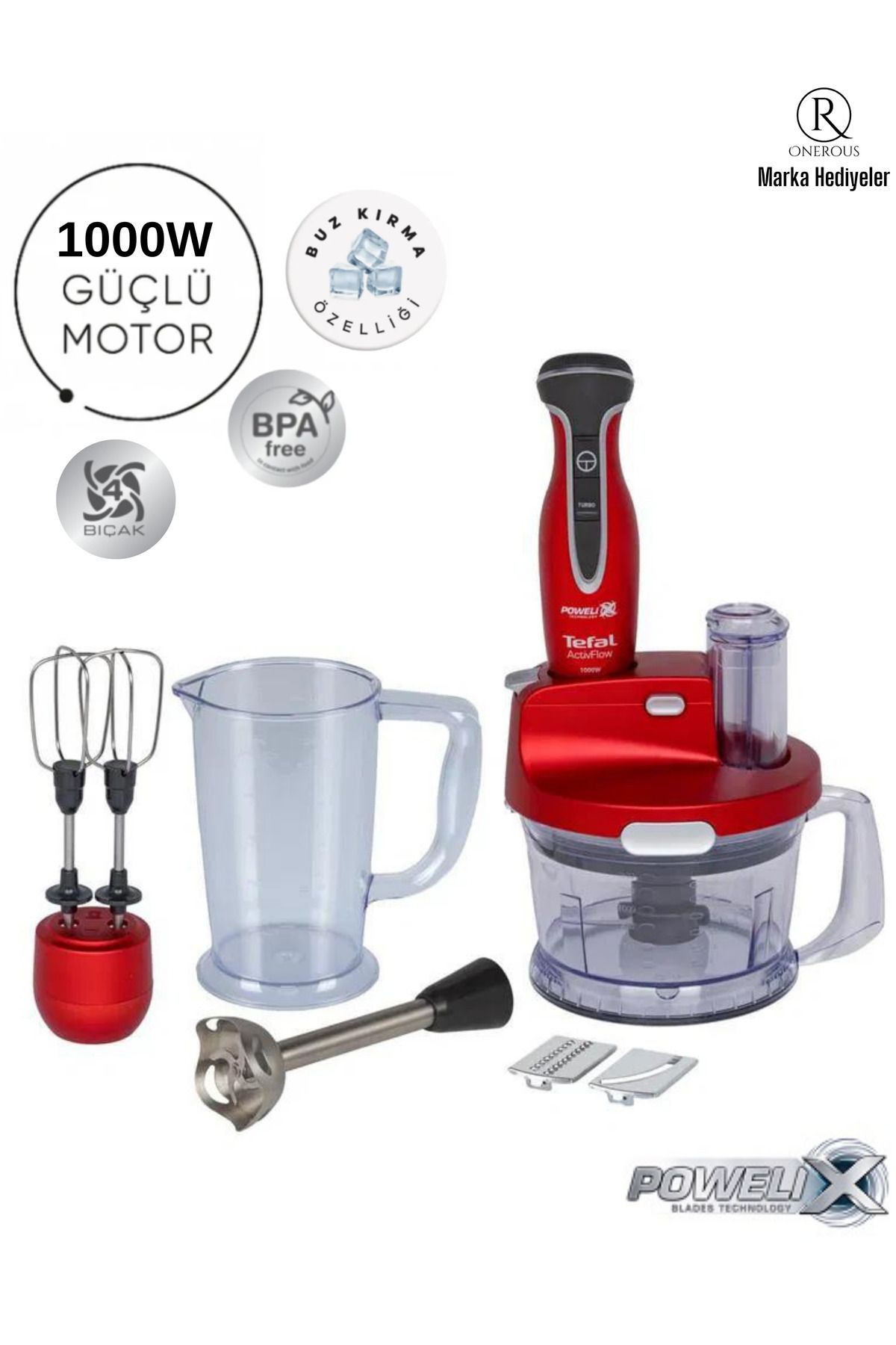 TEFAL Blender Pro 1000 W, 1000w Blender Seti – Turbo Fonksiyonu Ile Hızlı Çırpma, Karıştırma Ve Doğrama