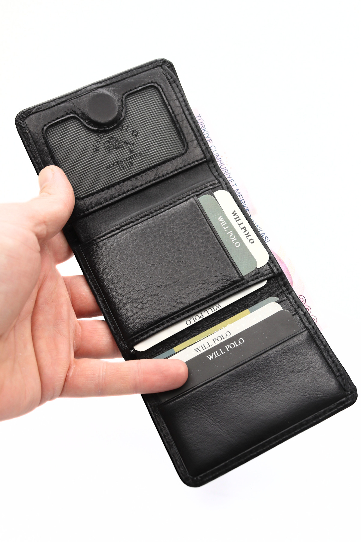 willpolo  Hakiki Dana Derisi Katlamalı Mıknatıslı Natural Siyah Erkek Cüzdan Kadın Cüzdan - Görsel 4