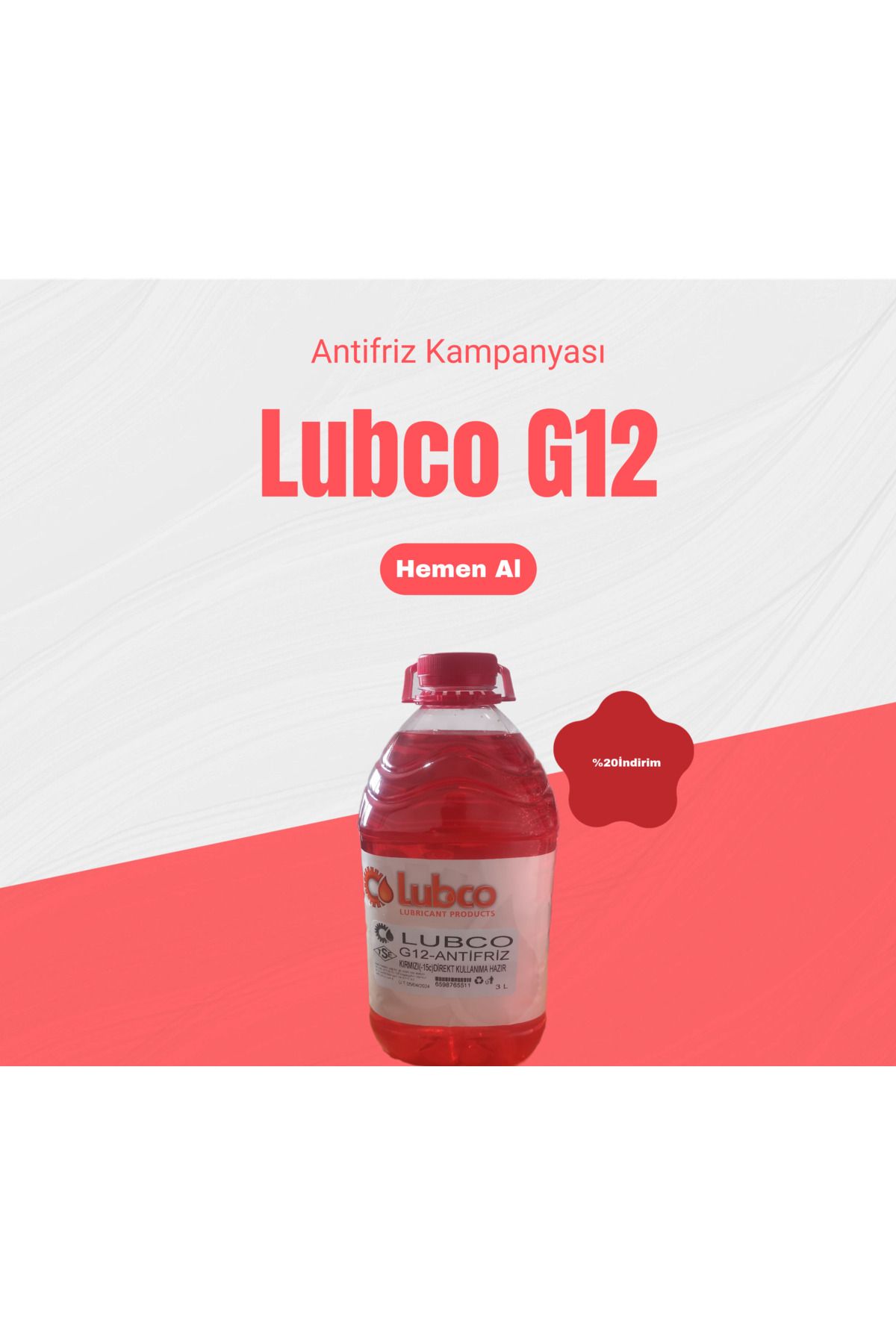 LUBCO G 12 Kırmızı Organik Antifriz 3 L -15c Kullanıma Direkt Hazır Antifriz