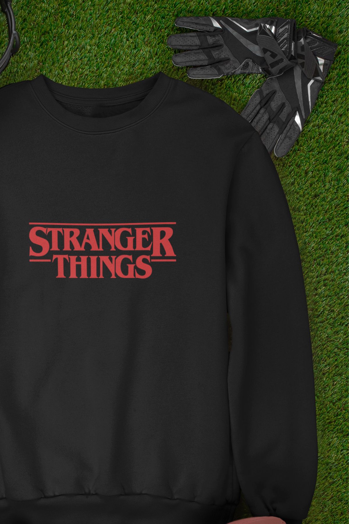 qoeuyl boutique Stranger Things Baskılı Hediyelik Unisex %100 Pamuk Bisiklet Yaka Sweatshirt