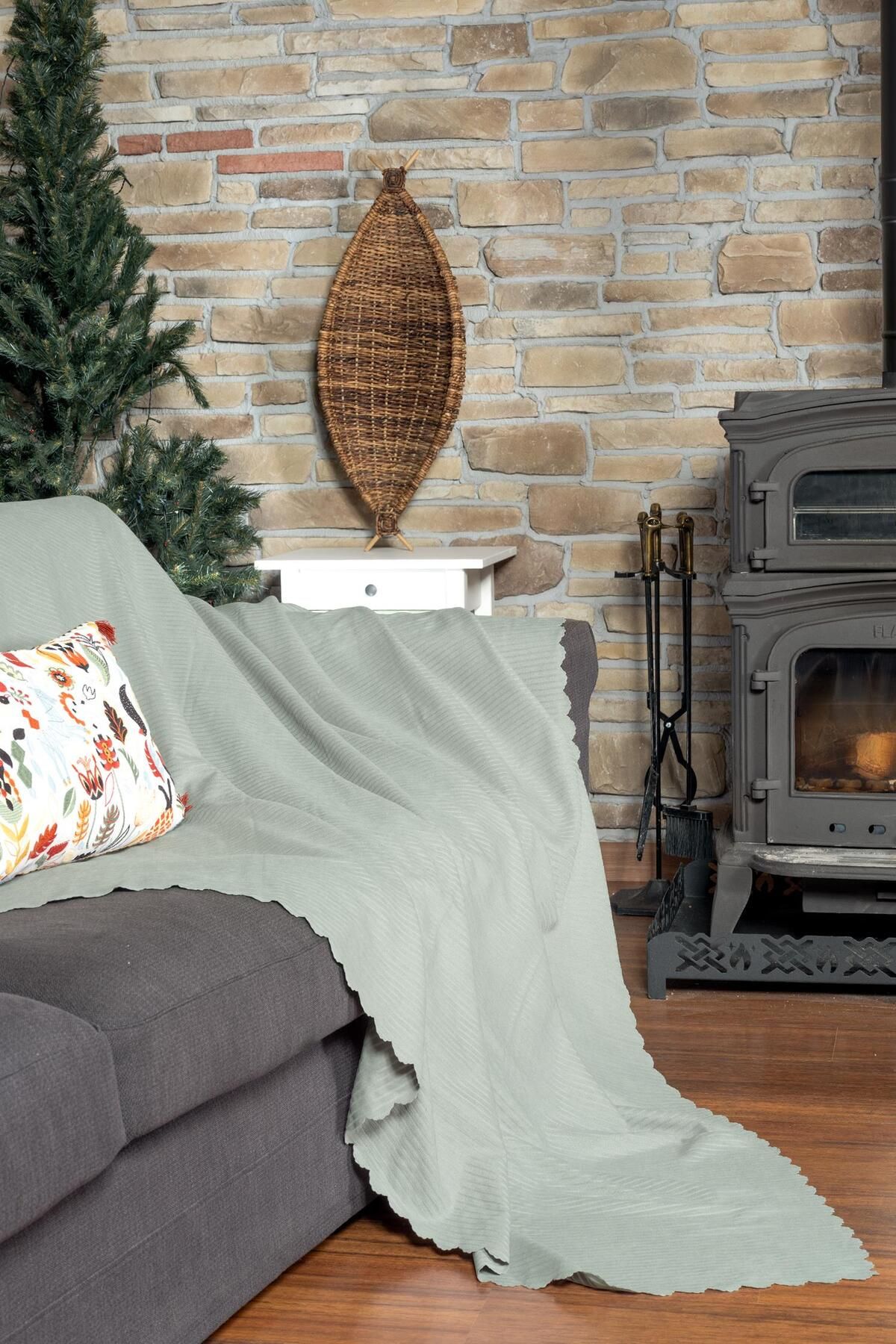 Latuda Home-Corded Minimalist Sofa Cover -175X350 Cm, Double-Sided, Anti-Slip and Anti-Sweat Gray 2
