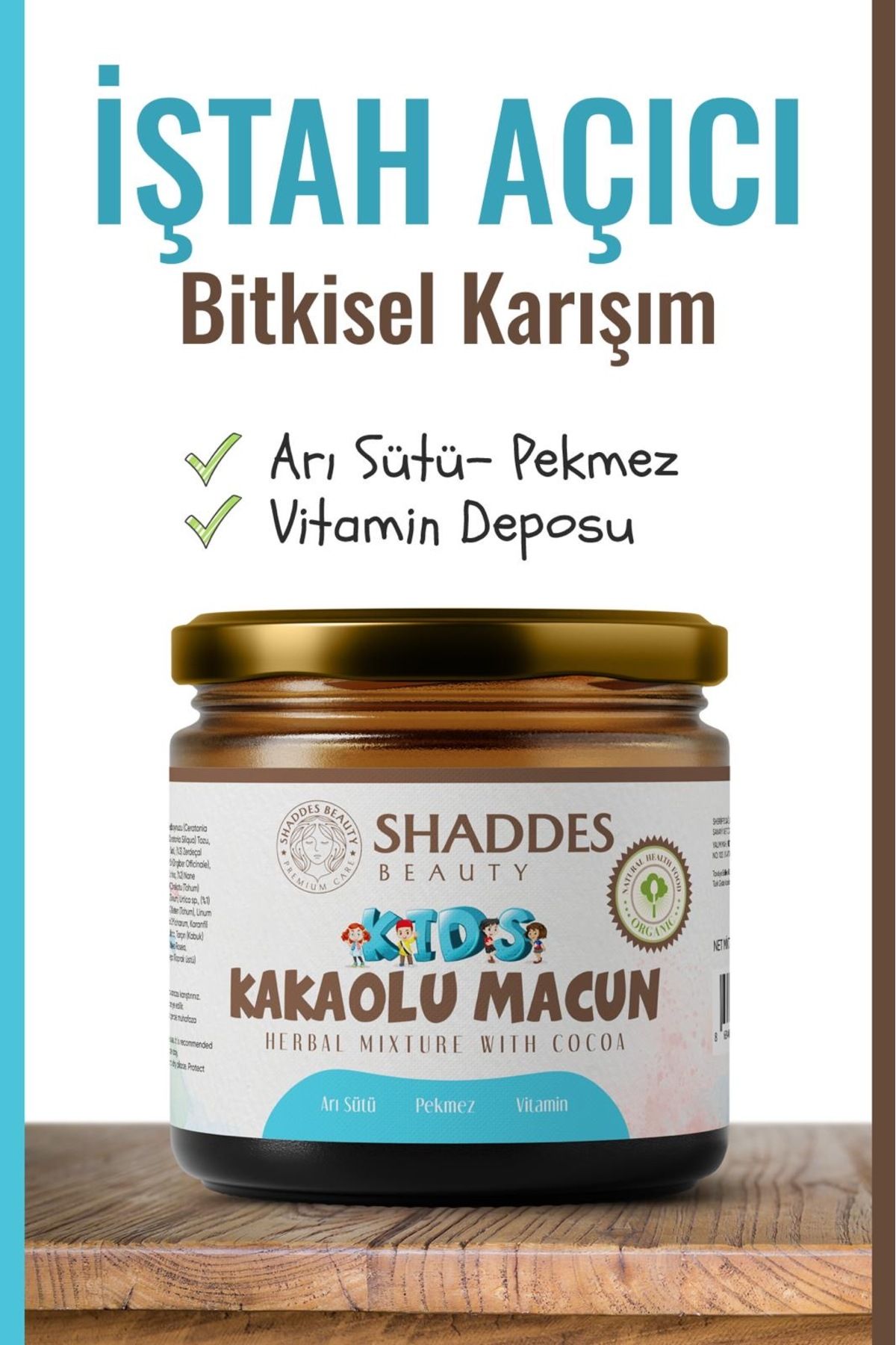 Shaddes Beauty Kids Çocuklar İçin Özel Kakaolu,Arı Sütlü Vitaminli, Macun