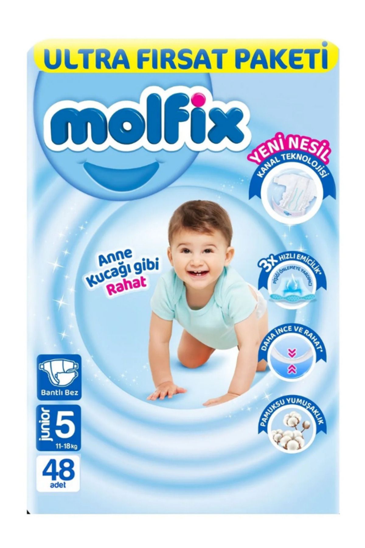 Molfix Bebek Bezi Ultra Fırsat Paketi Junior 5 No 48'li