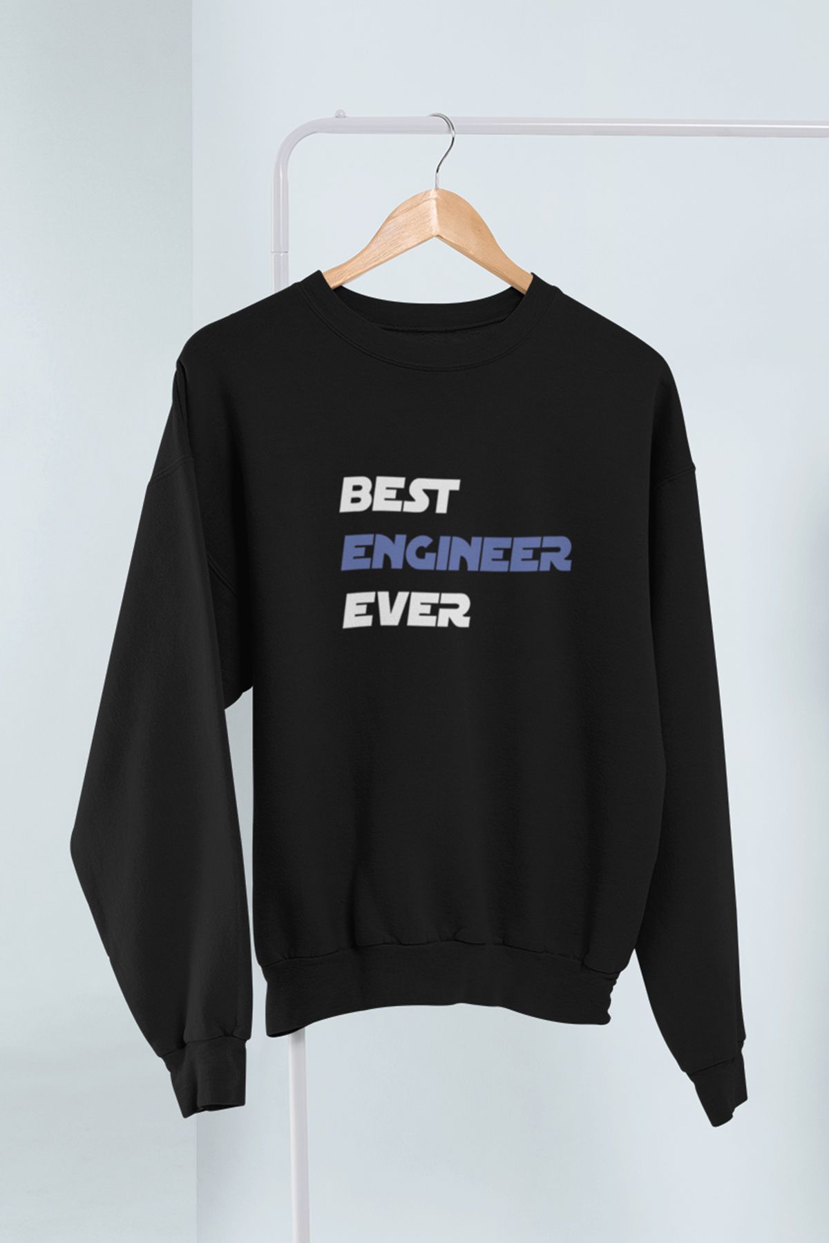 qoeuyl boutique Best Engineer Ever Mühendis Baskılı Eğlenceli Hediyelik Unisex %100 Pamuk Bisiklet Yaka Sweatshirt