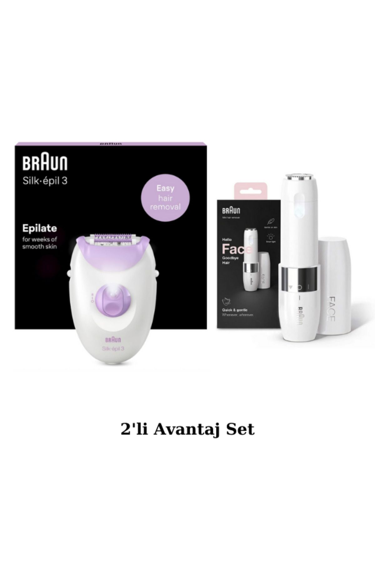 Braun Silk Epil 3 3170 Soft Perfection Epilatör - FS1000 Dudak Üstü, Çene Bölgesi Mini Tüy Alıcı 2'li Set