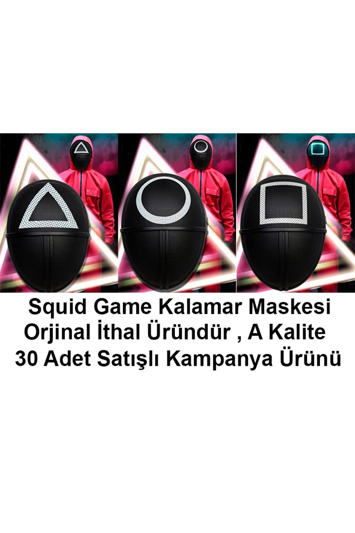 Merusa Squid Game Maskesi 3 Model Toplam 30 Adet İthal A Kalite Maske - Kampanya Ürünü (4767)