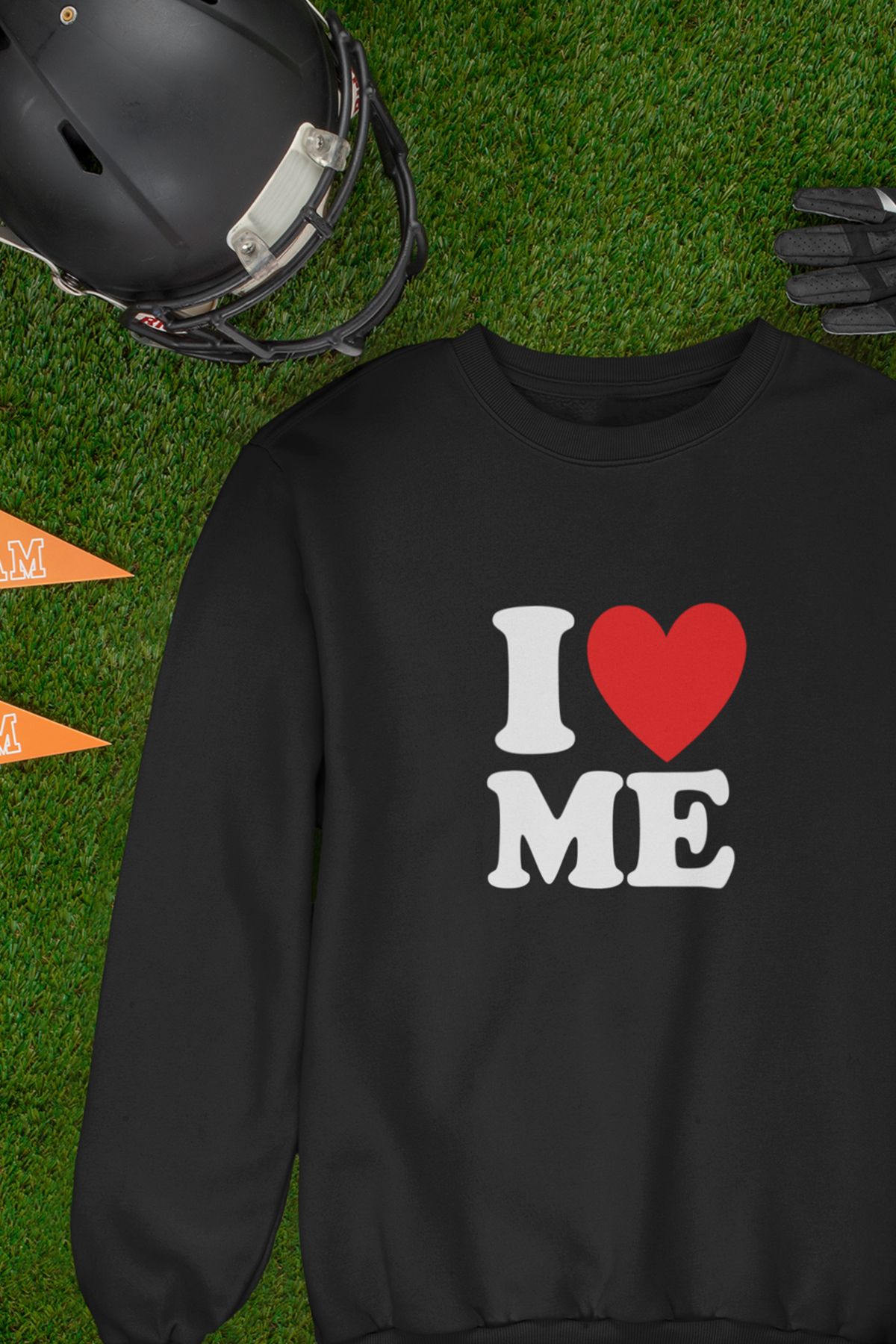 qoeuyl boutique I Love Me Baskılı Eğlenceli Hediyelik Unisex %100 Pamuk Bisiklet Yaka Sweatshirt