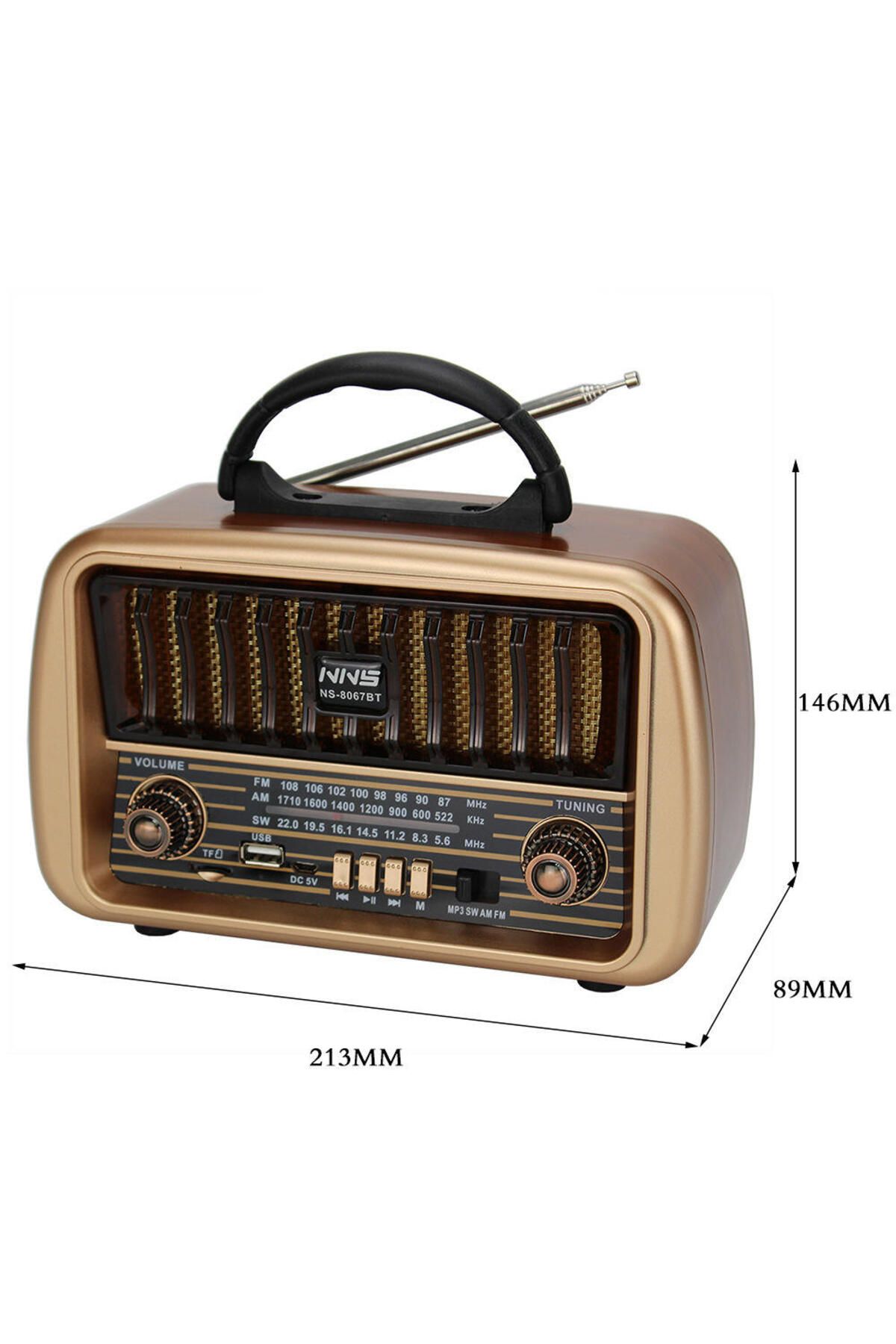 WASHA Nostalji Tasarımlı Bluetoothlu Nostaljik Radyo Fm-sd Kart-aux