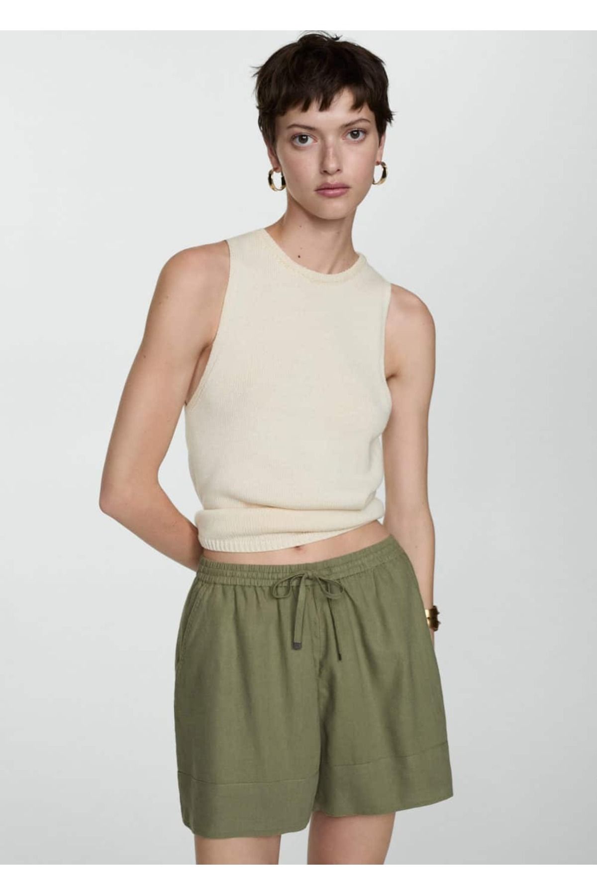 MANGO Woman-Draped Tie Detailed Shorts 6