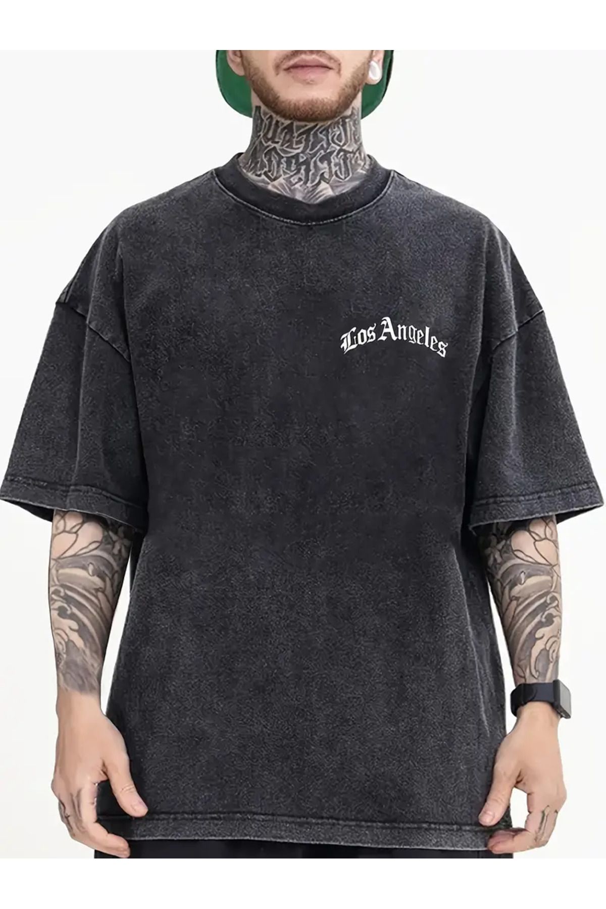 PENTHİLUS Los Angeles Baskılı Batik Oversize T-Shirt