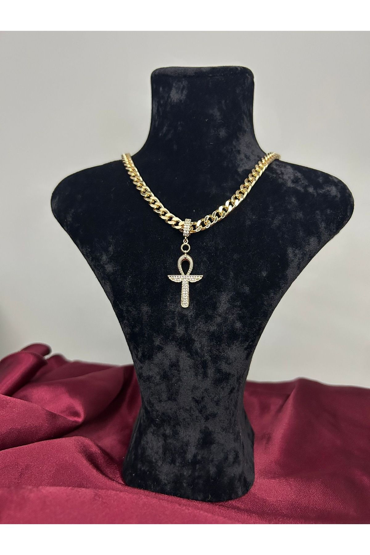 Panem Accessories ANKH IŞILTISI CHARM ÇELİK ZİNCİR GOLD KOLYE