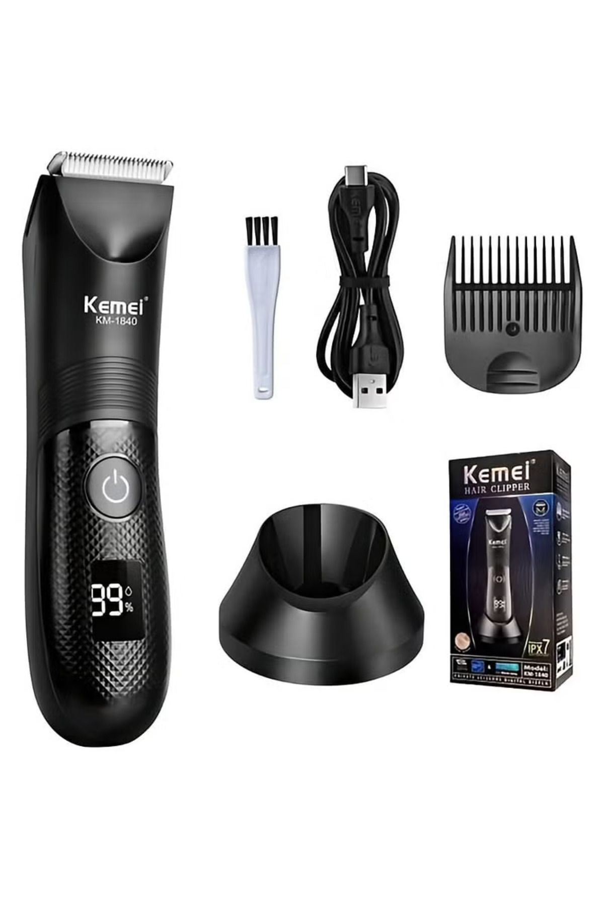 Kemei-ماكينة تشذيب شعر الجسم الاحترافية مع شاشة LED KM-1840 2