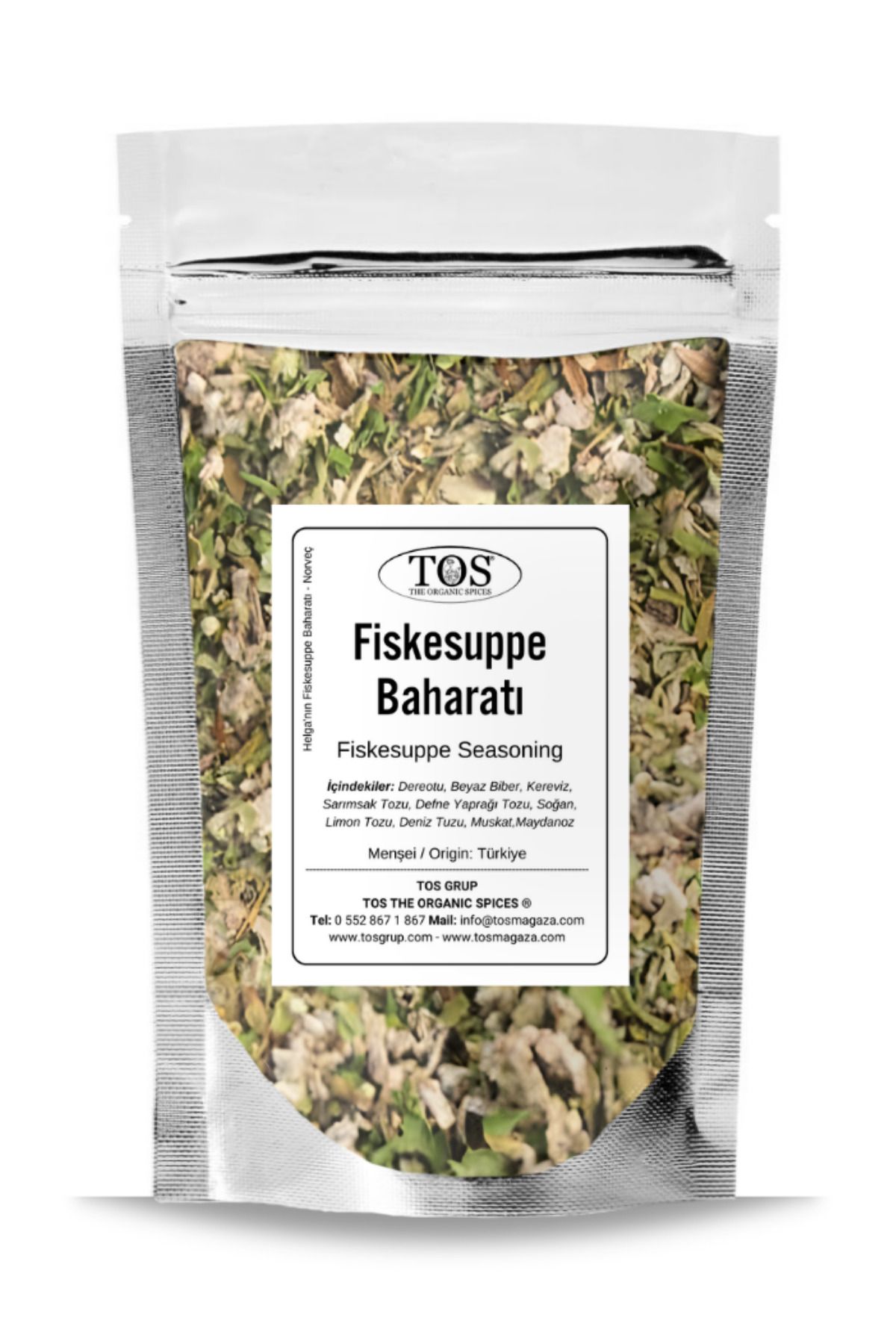 TOS The Organic Spices Helga'nın Fiskesuppe Baharatı 500 gr Helga’s Fiskesuppe Seasoning