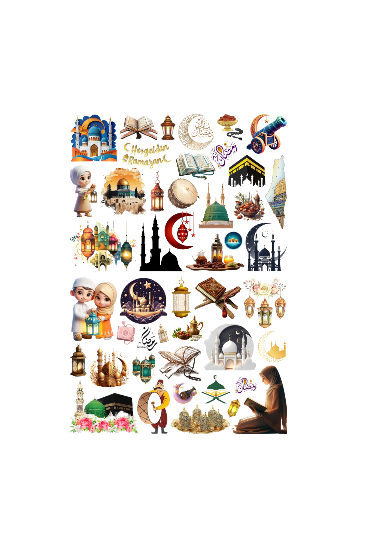 46 Pieces Ramadan Month Sticker Set - Label Set Scrapbook Bullet Journal