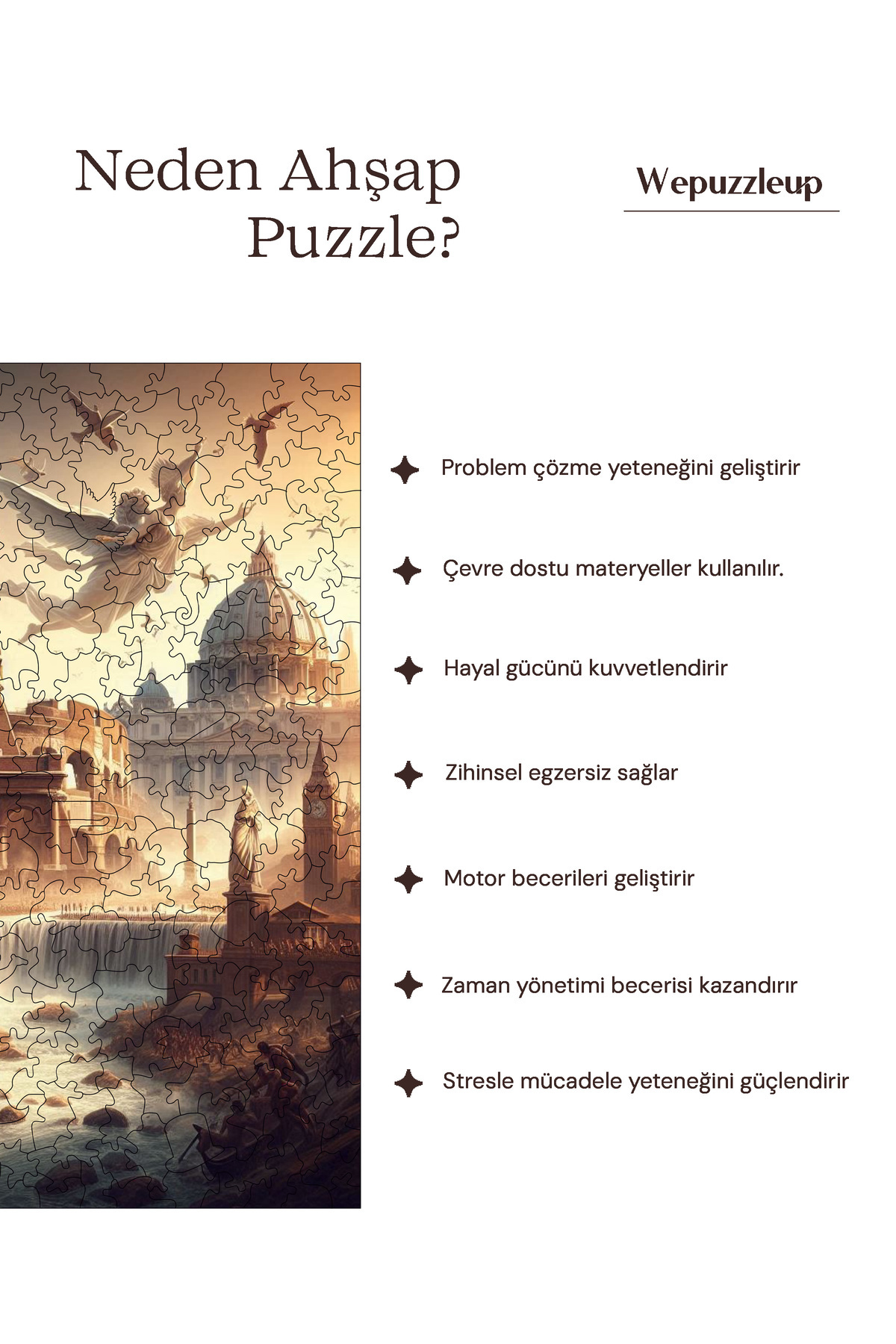 Pinecone-29X29 cm S1-17 - Wooden Puzzle Antique Roman, 353 Piece Puzzle, Foil Included 7
