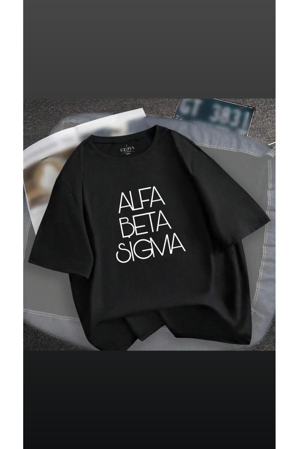 MODA24 Siyah Unisex Oversize yazılı T-Shirt