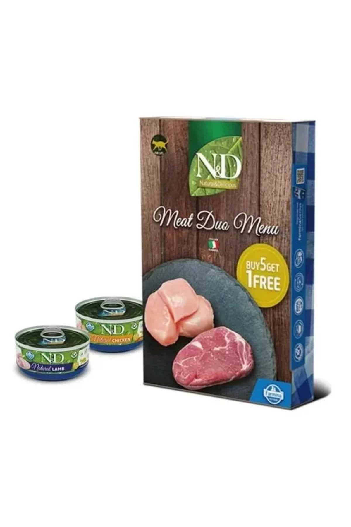 TREND ND Meat Duo Menu Tavuklu ve Kuzu Etli Yetişkin Kedi Konservesi 70 Gr 6 Al 5 Öde