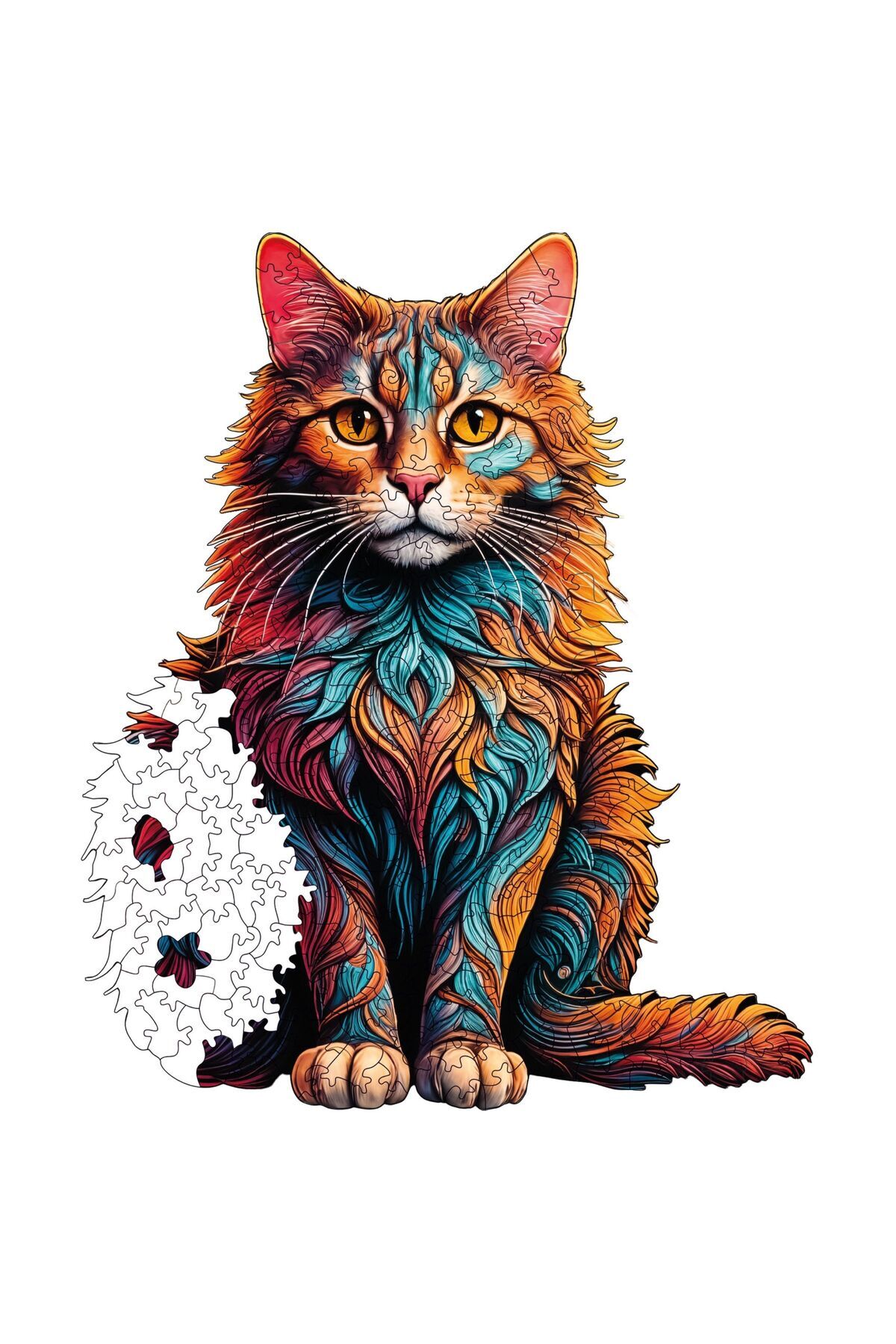 Pinecone-Cat Patterned Wooden Puzzle - 250 Piece Puzzle, Foil Included, 27X33 cm Wz-25 4