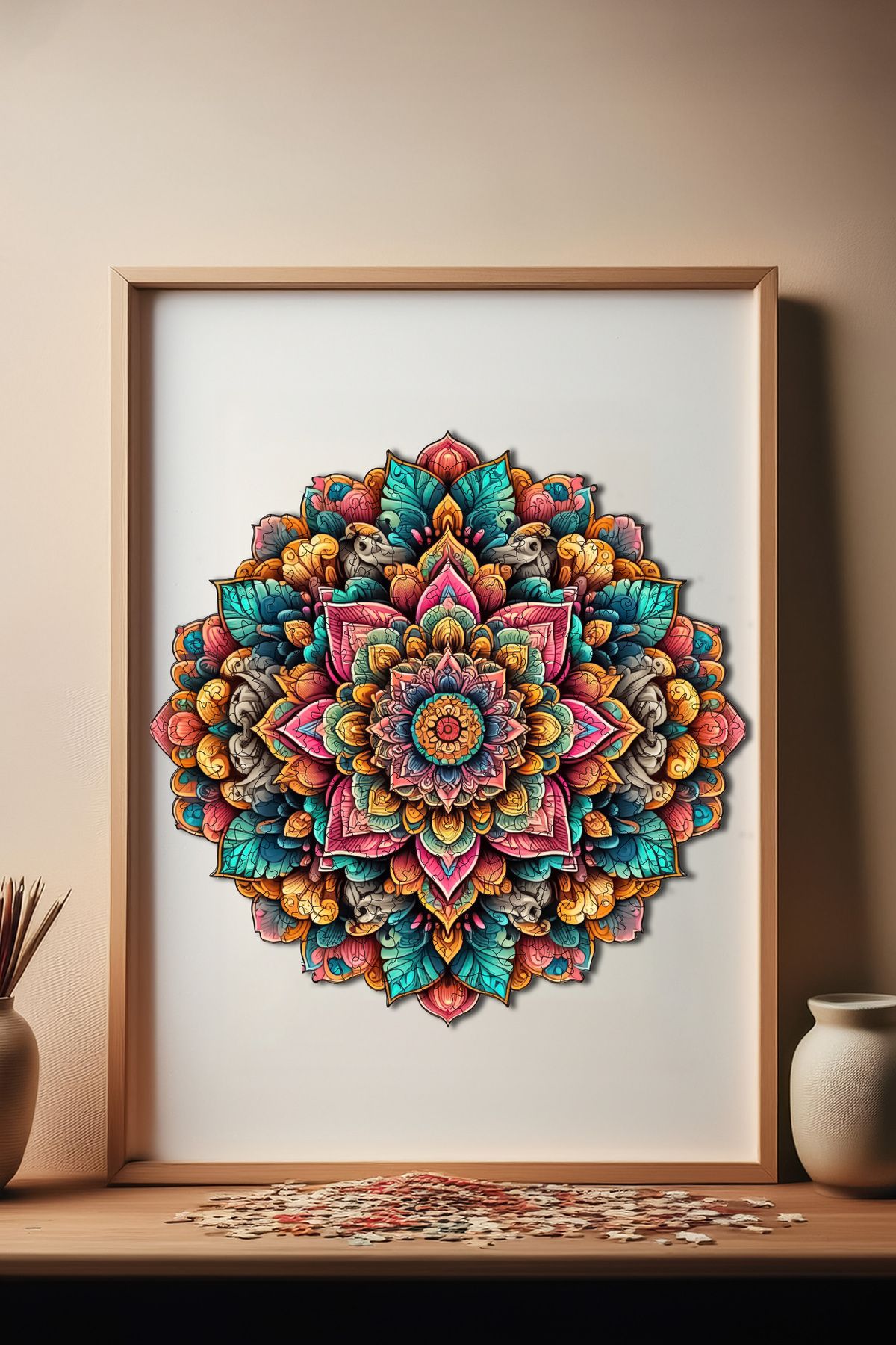 پازل چوبی ماندالا | ۲۵۰ تکه منحصربه‌فرد | سایز ۲۹x۲۹ سانتی‌متر   Pinecone