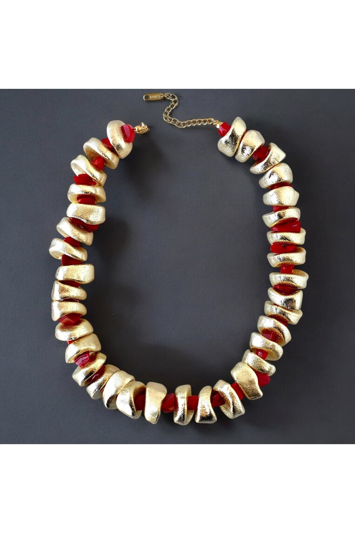 neslyaccessories-Gold/Red Metal Necklace 2