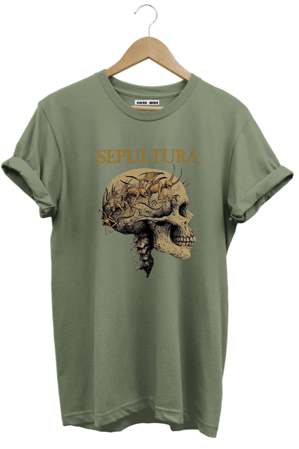 MODA Thrash Metal Sepultura Kuru Kafa Baskılı %100 Pamuk Regular Fit T-Shirt