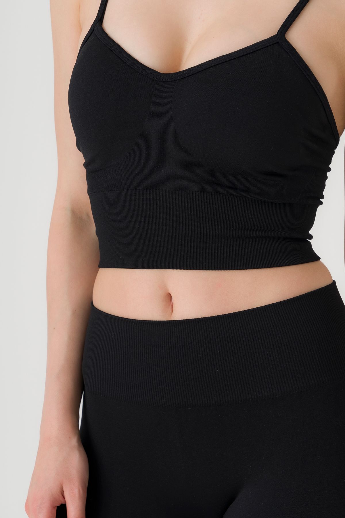 MODA askılı dikişsiz (seamless) göğüs kaldırma toparlayıcı kadın spor uzun crop top bra sütyen